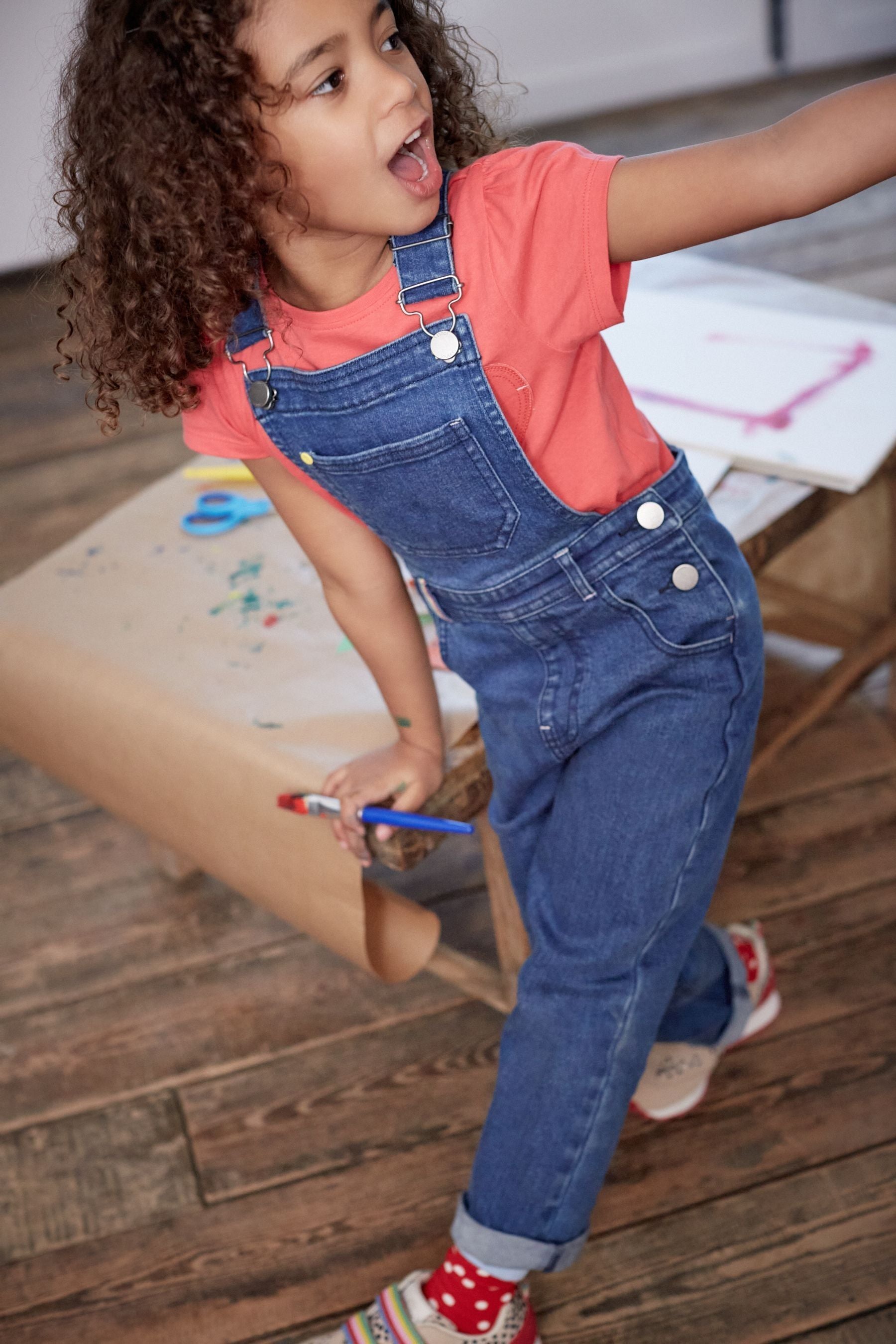 Joules Blue Dottie Woven Dungarees