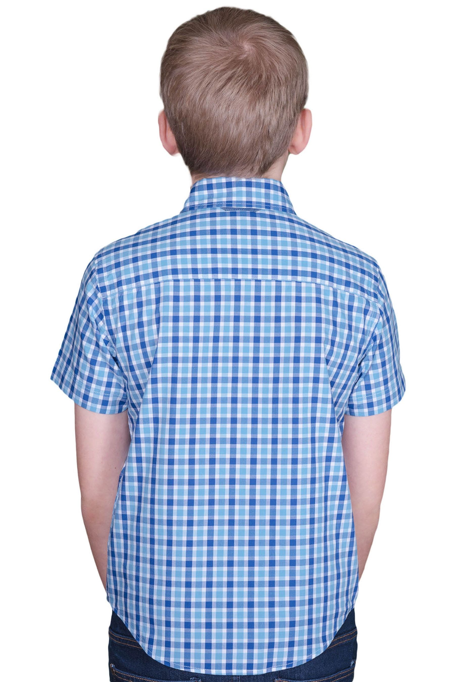 Raging Bull Blue Short Sleeve Checked Shirt