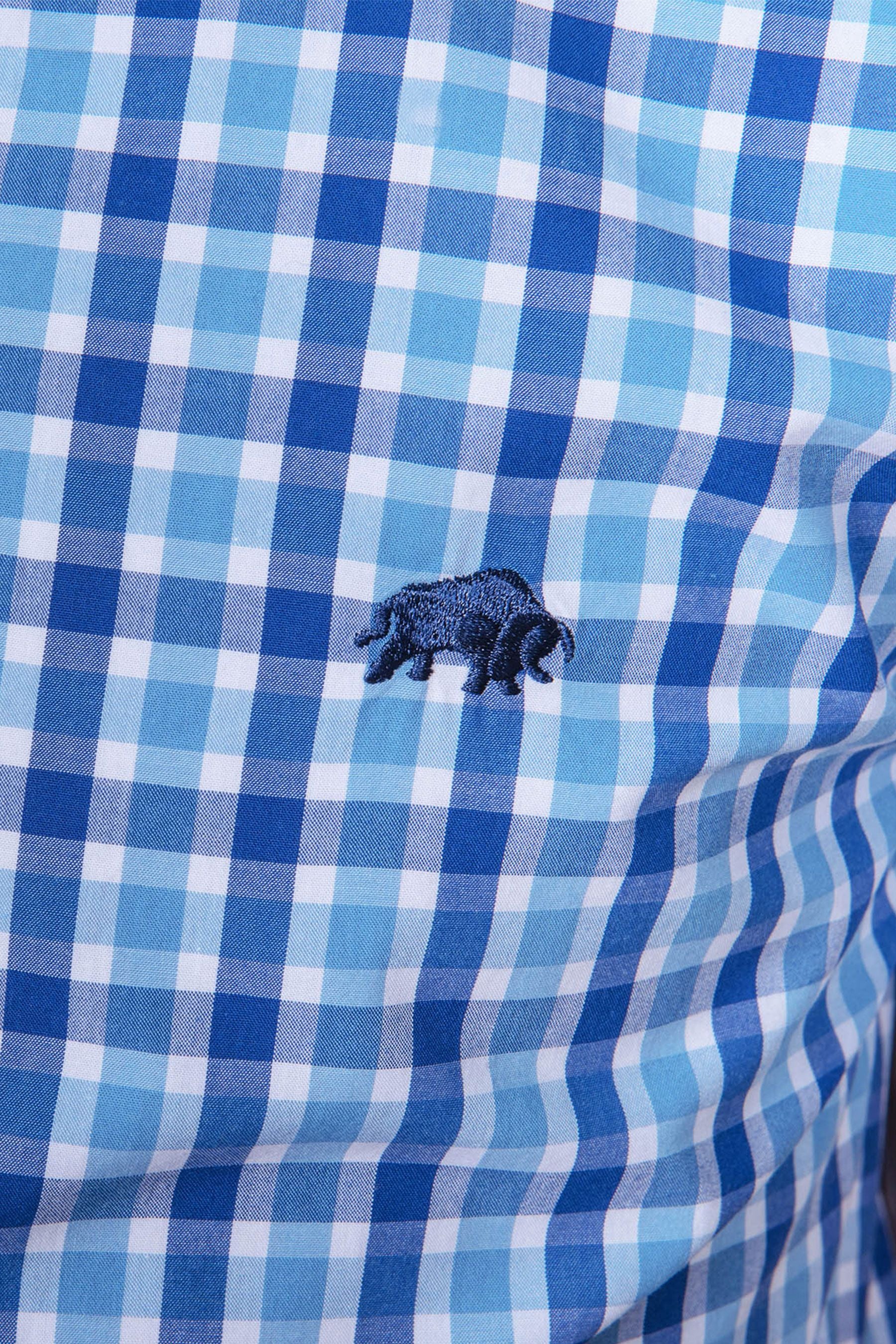 Raging Bull Blue Short Sleeve Checked Shirt