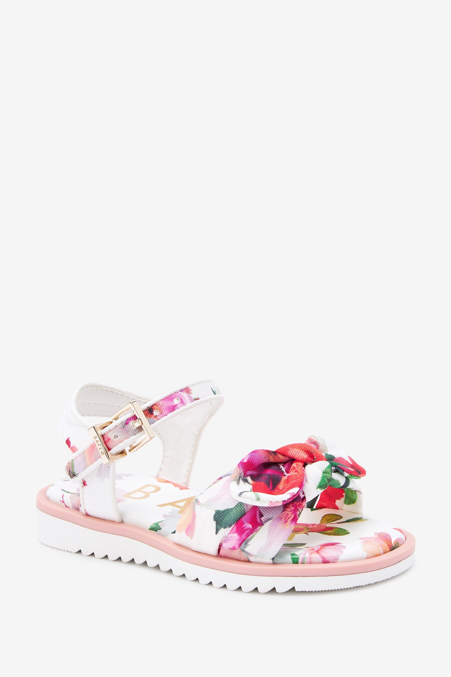 White Baker by Ted Baker White Floral Bow Sandals