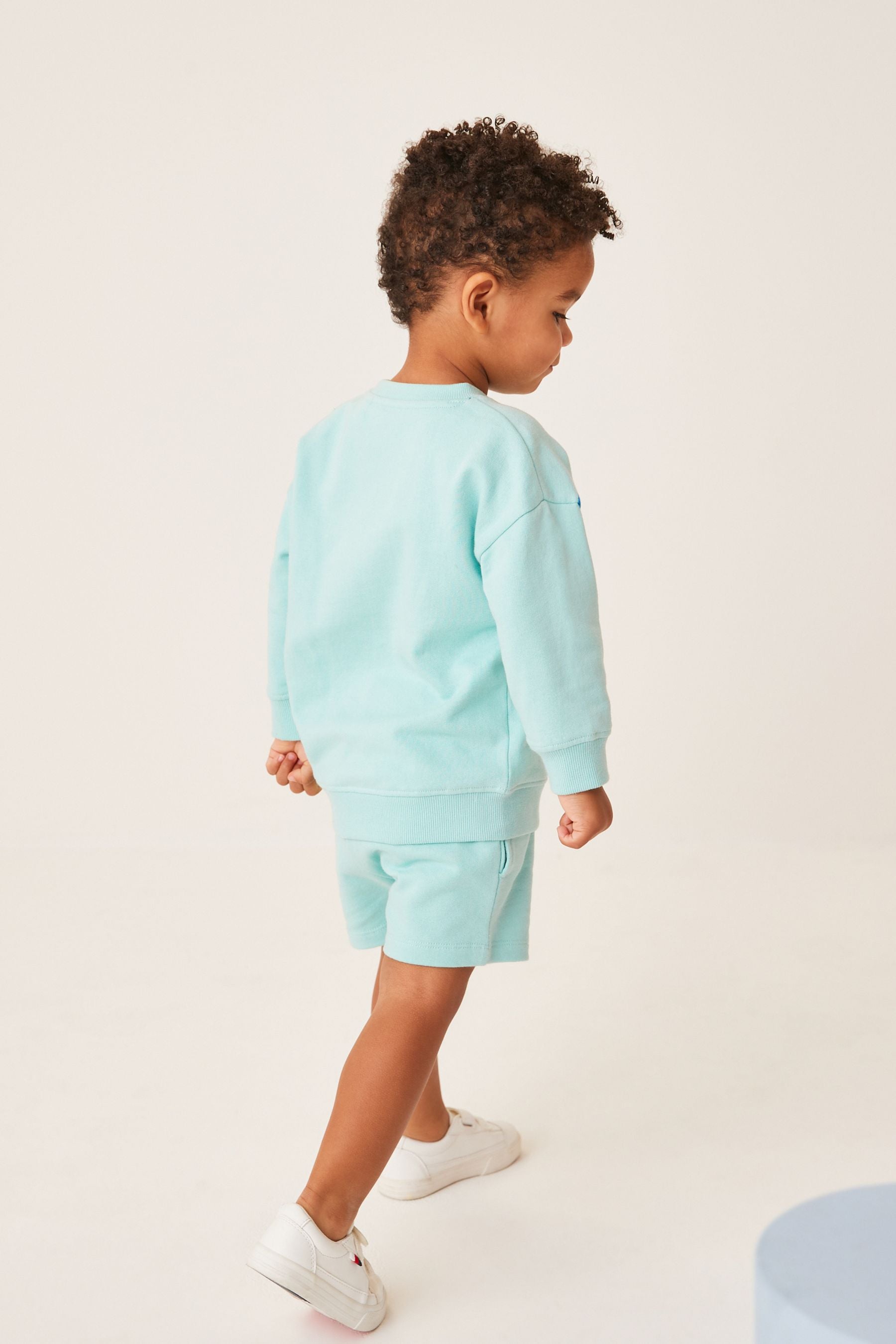 Aqua Blue Shark Appliquéée Sweatshirt and Short Set (3mths-7yrs)