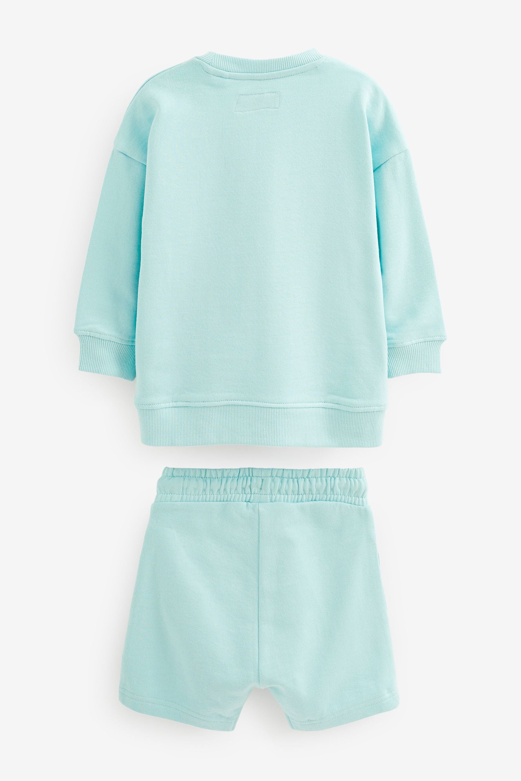 Aqua Blue Shark Appliquéée Sweatshirt and Short Set (3mths-7yrs)