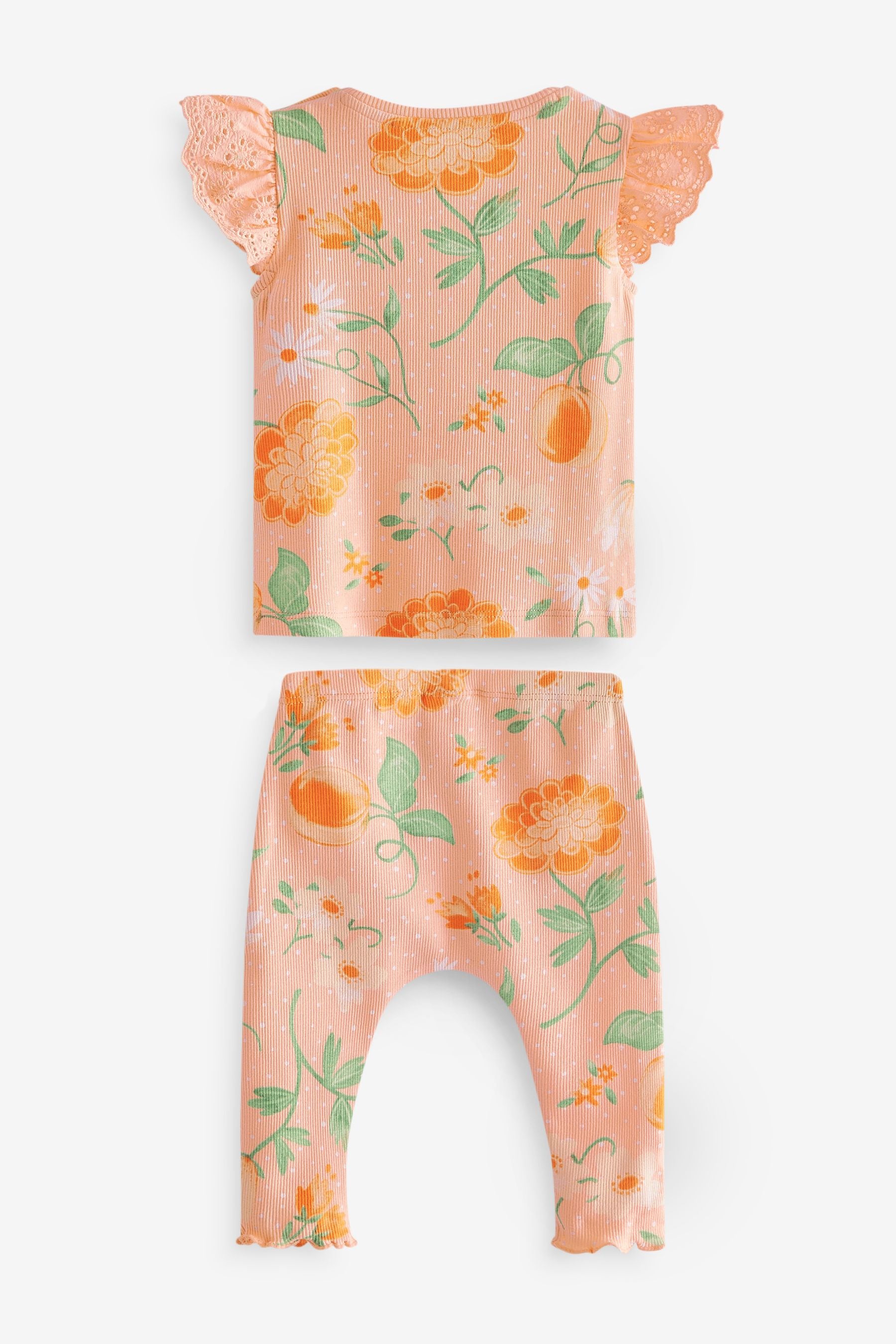 Peach Pink 2 Piece Baby Rib T-Shirt And Legging Set