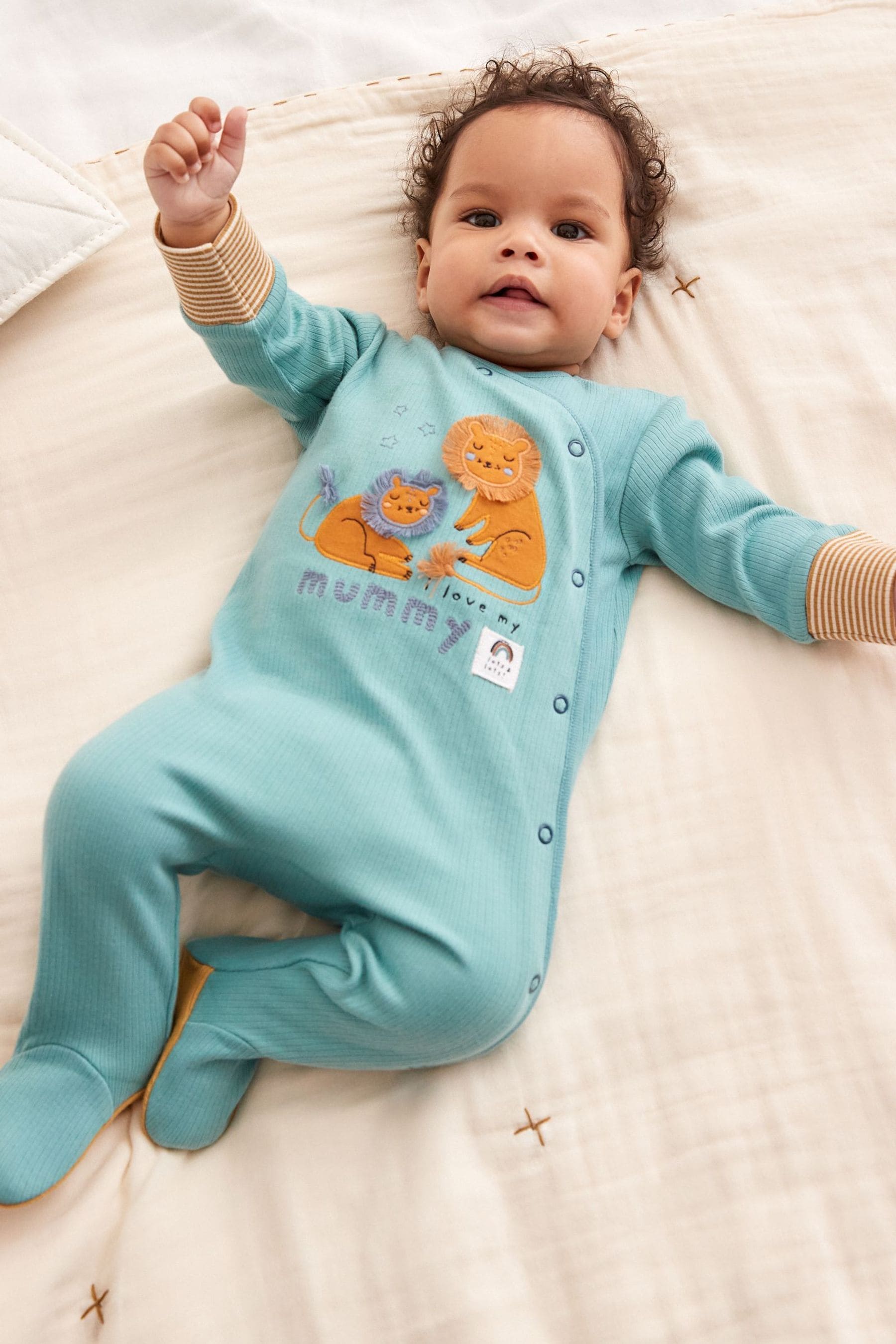 Mummy Blue Baby Character Footed Sleepsuit (0-2yrs)