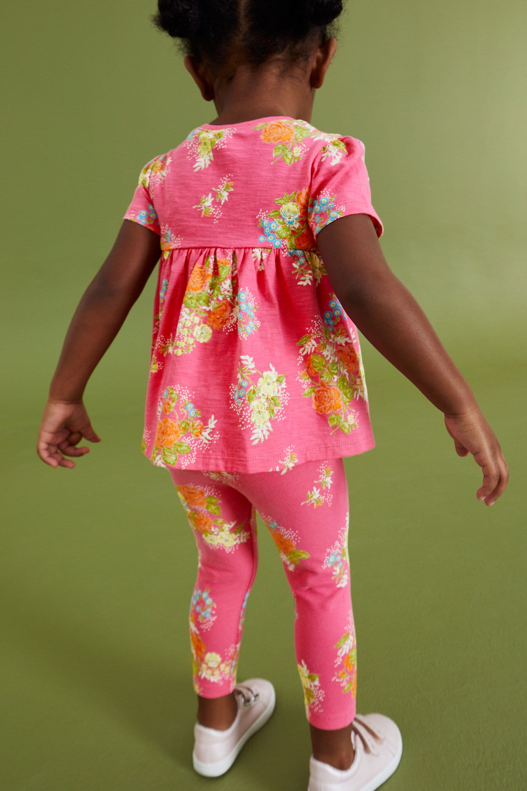 Bright Pink Floral Cotton T-Shirt (3mths-7yrs)