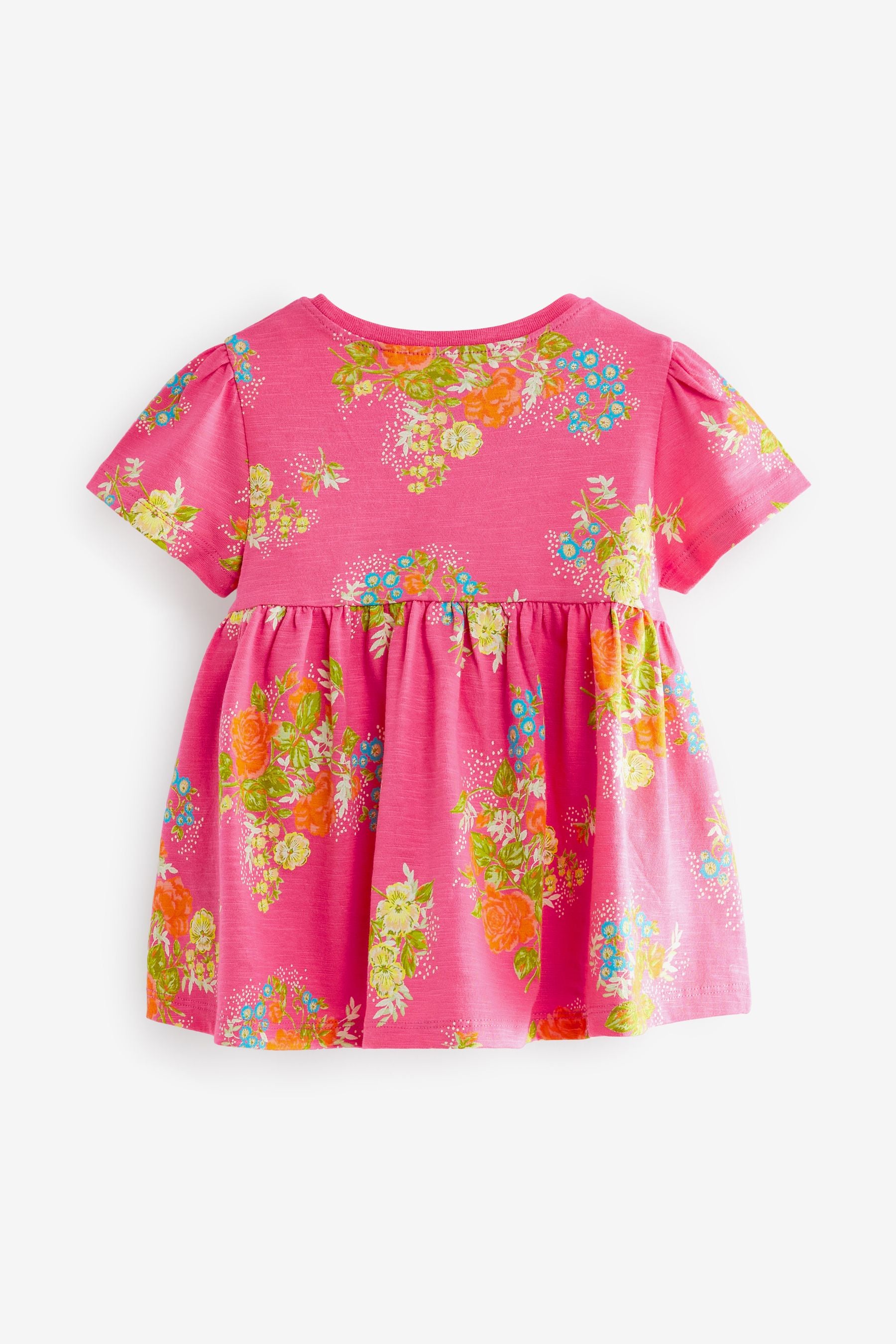 Bright Pink Floral Cotton T-Shirt (3mths-7yrs)