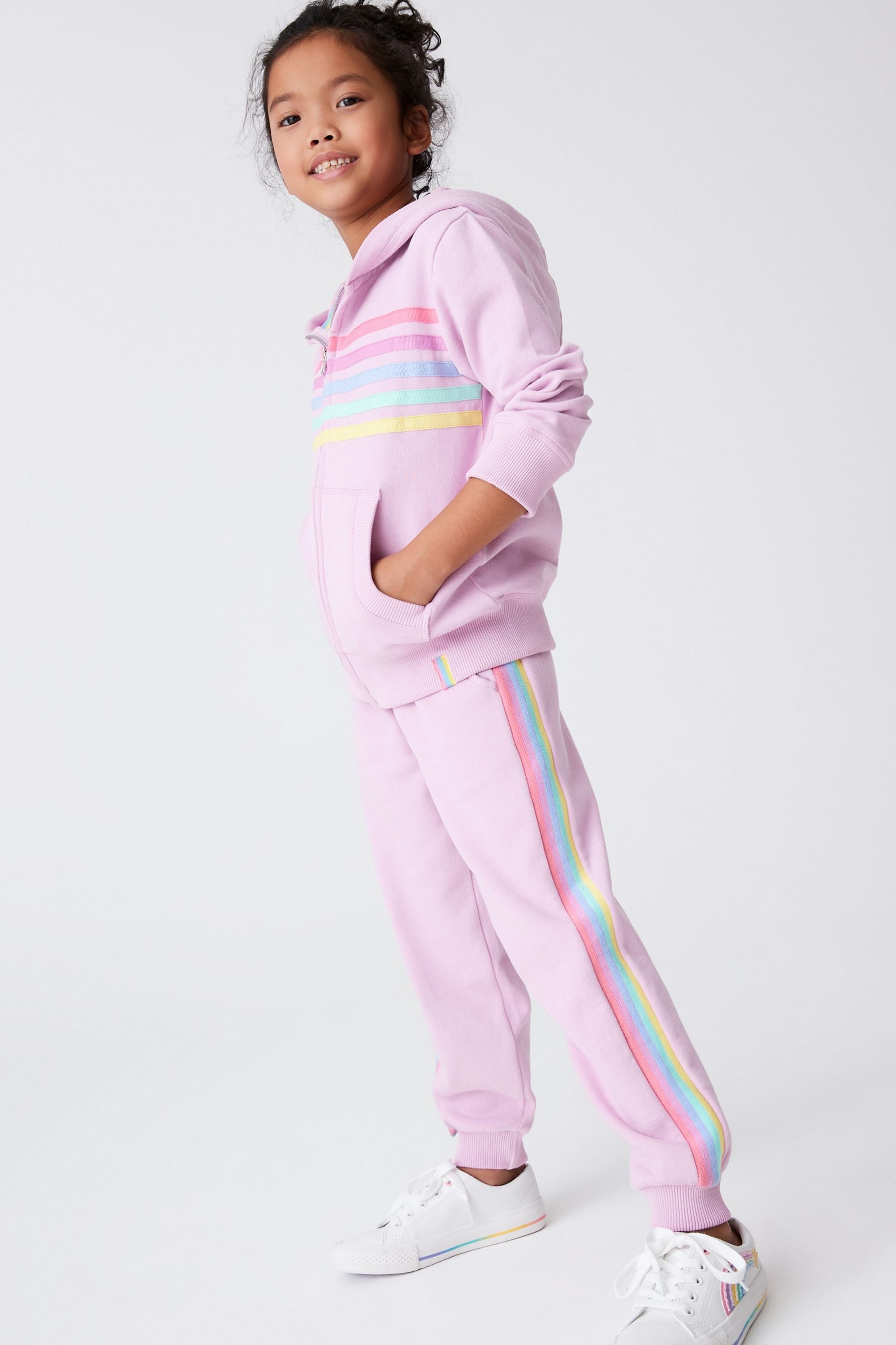 Lilac Purple Rainbow Stripe Rainbow Soft Jersey (3-16yrs)