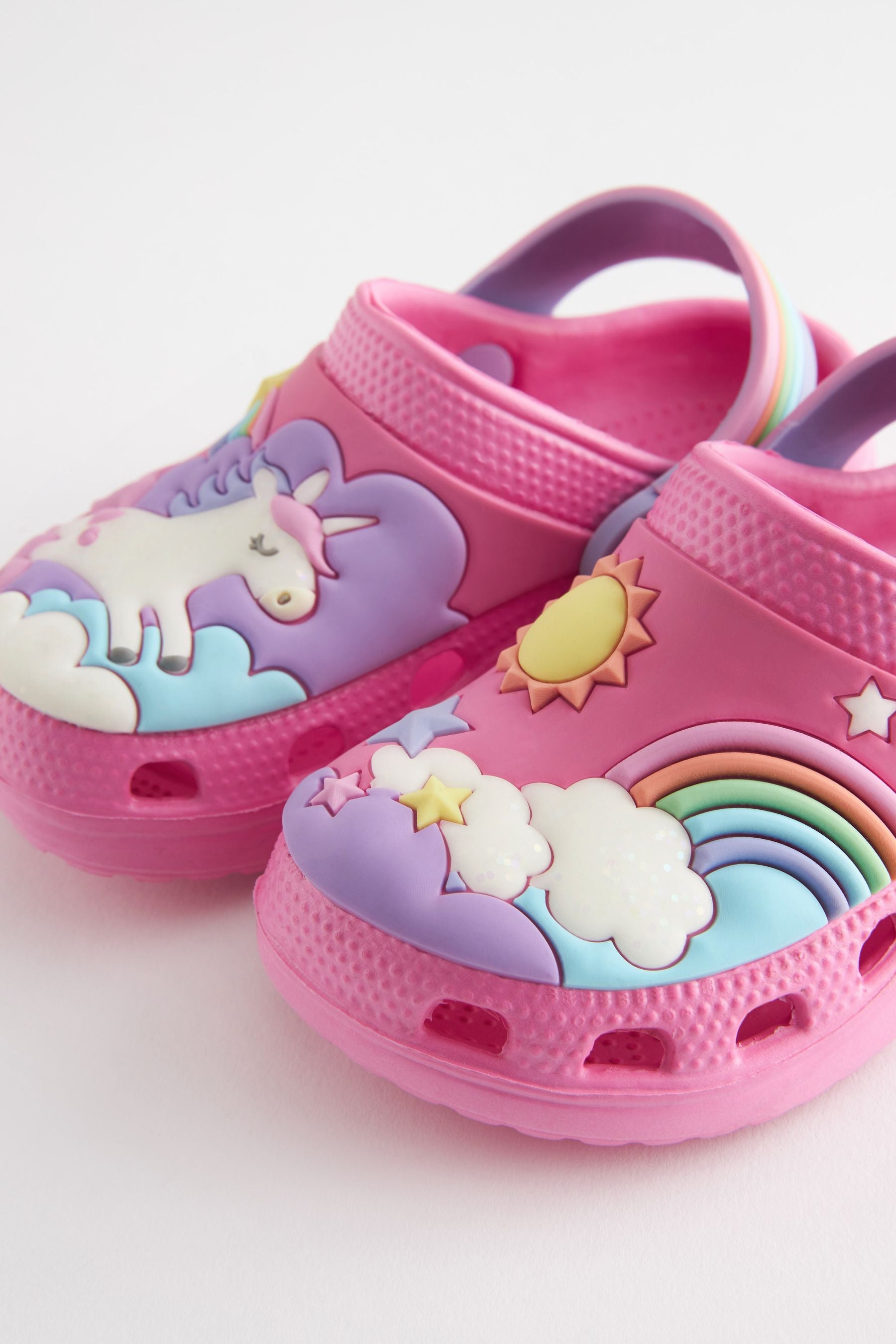 Pink Unicorn Clogs With Ankle Strap