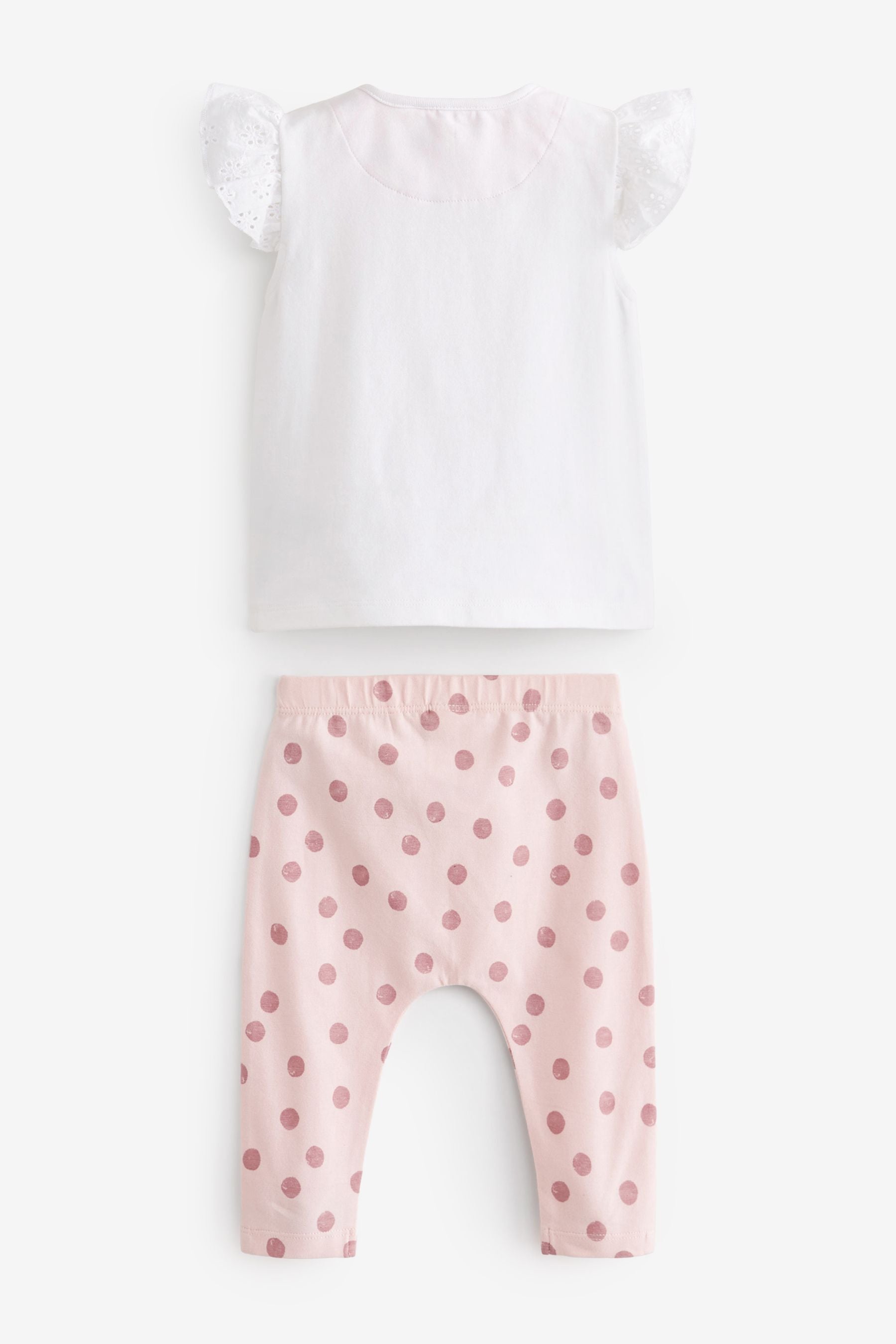 Pink/White Bunny Baby Woven T-Shirt And Leggings Set 2 Piece