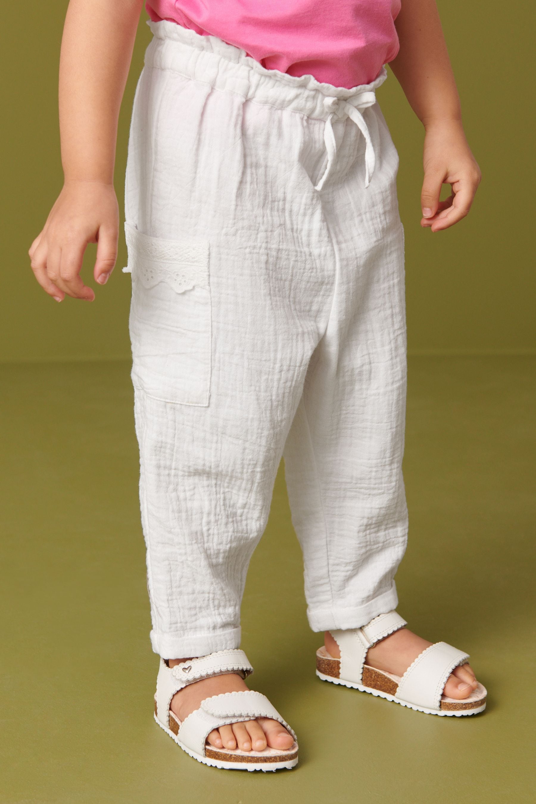 White Textured Soft Touch Trousers (3mths-10yrs)