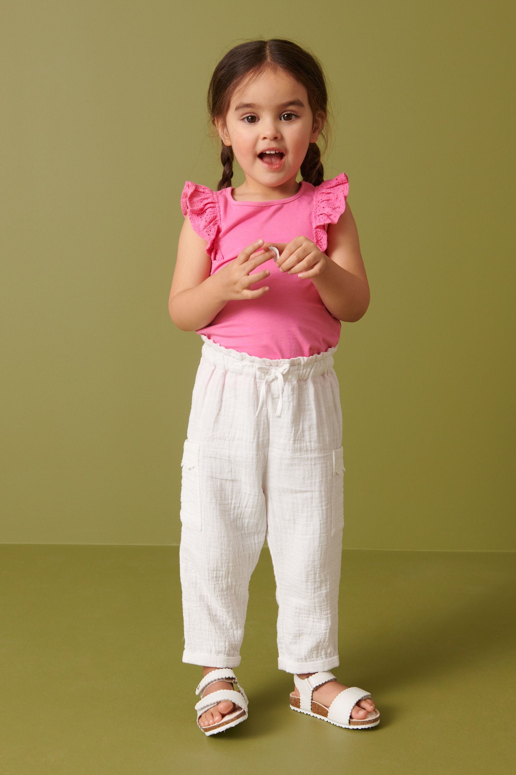 White Textured Soft Touch Trousers (3mths-10yrs)