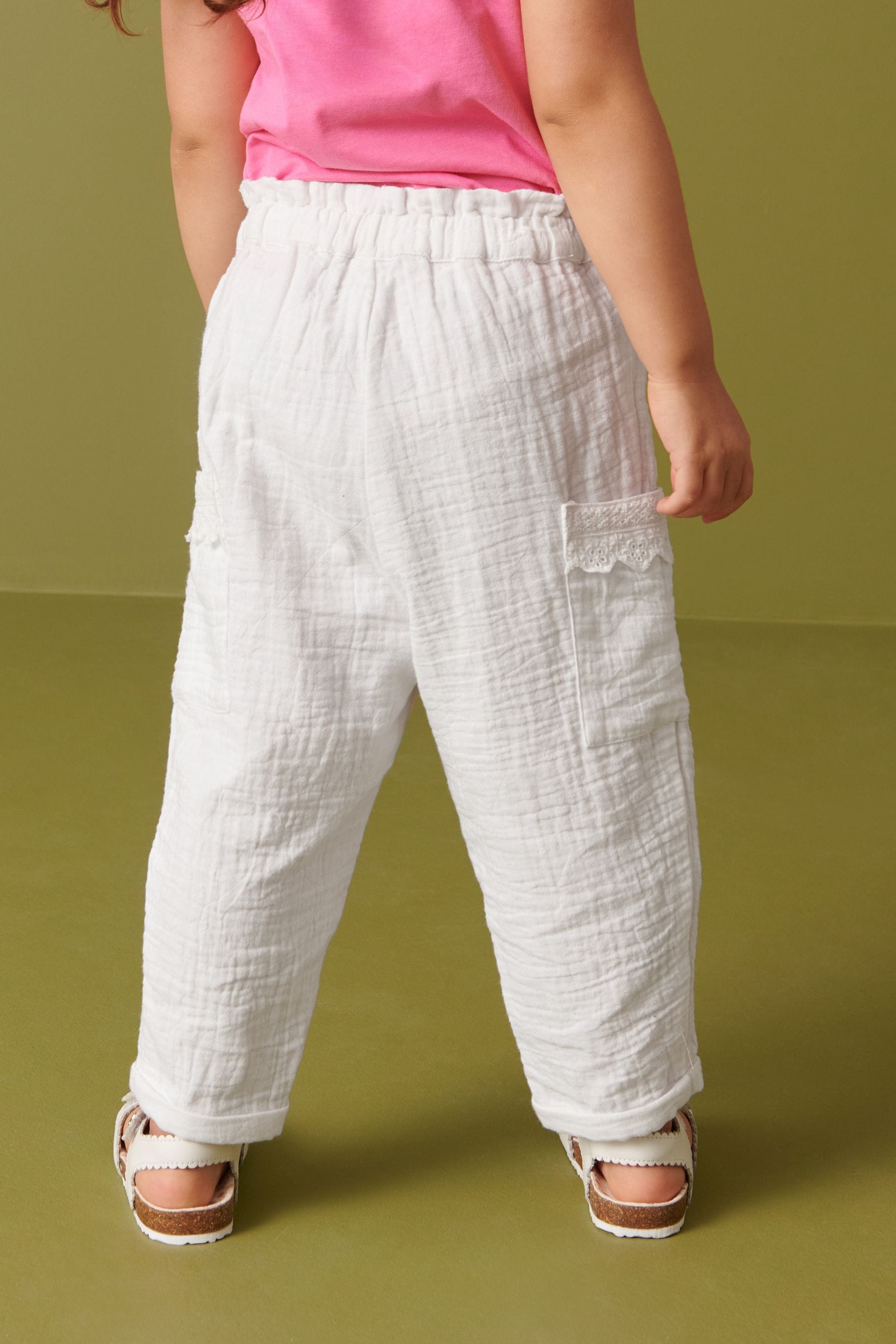 White Textured Soft Touch Trousers (3mths-10yrs)