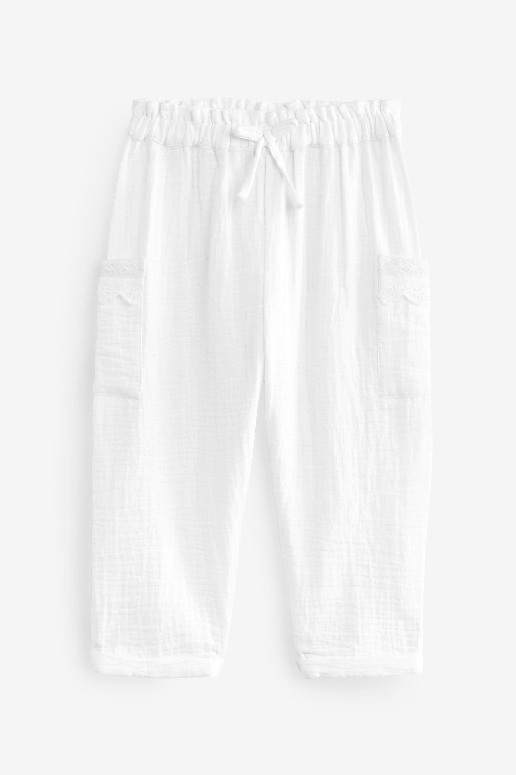 White Textured Soft Touch Trousers (3mths-10yrs)