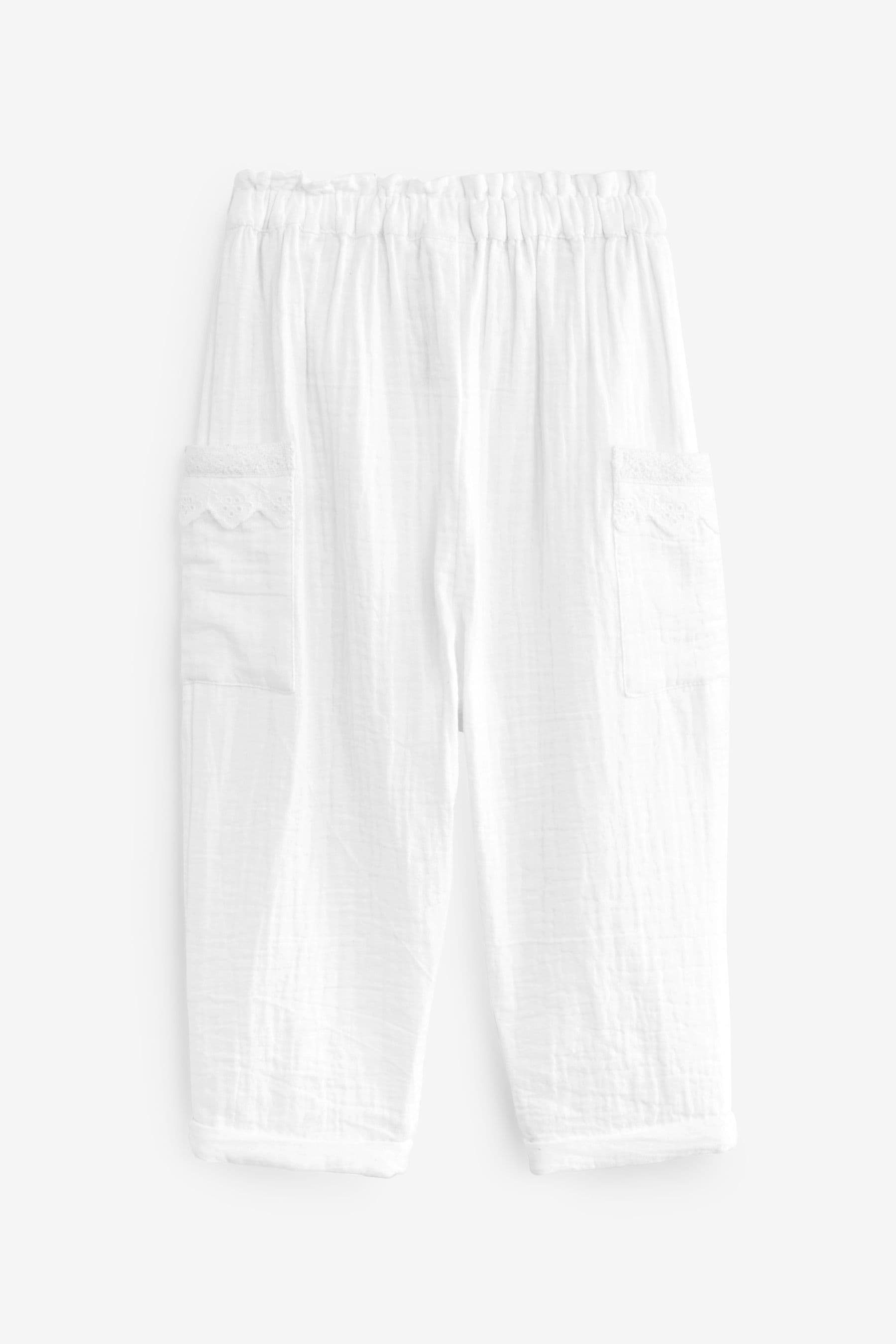 White Textured Soft Touch Trousers (3mths-10yrs)