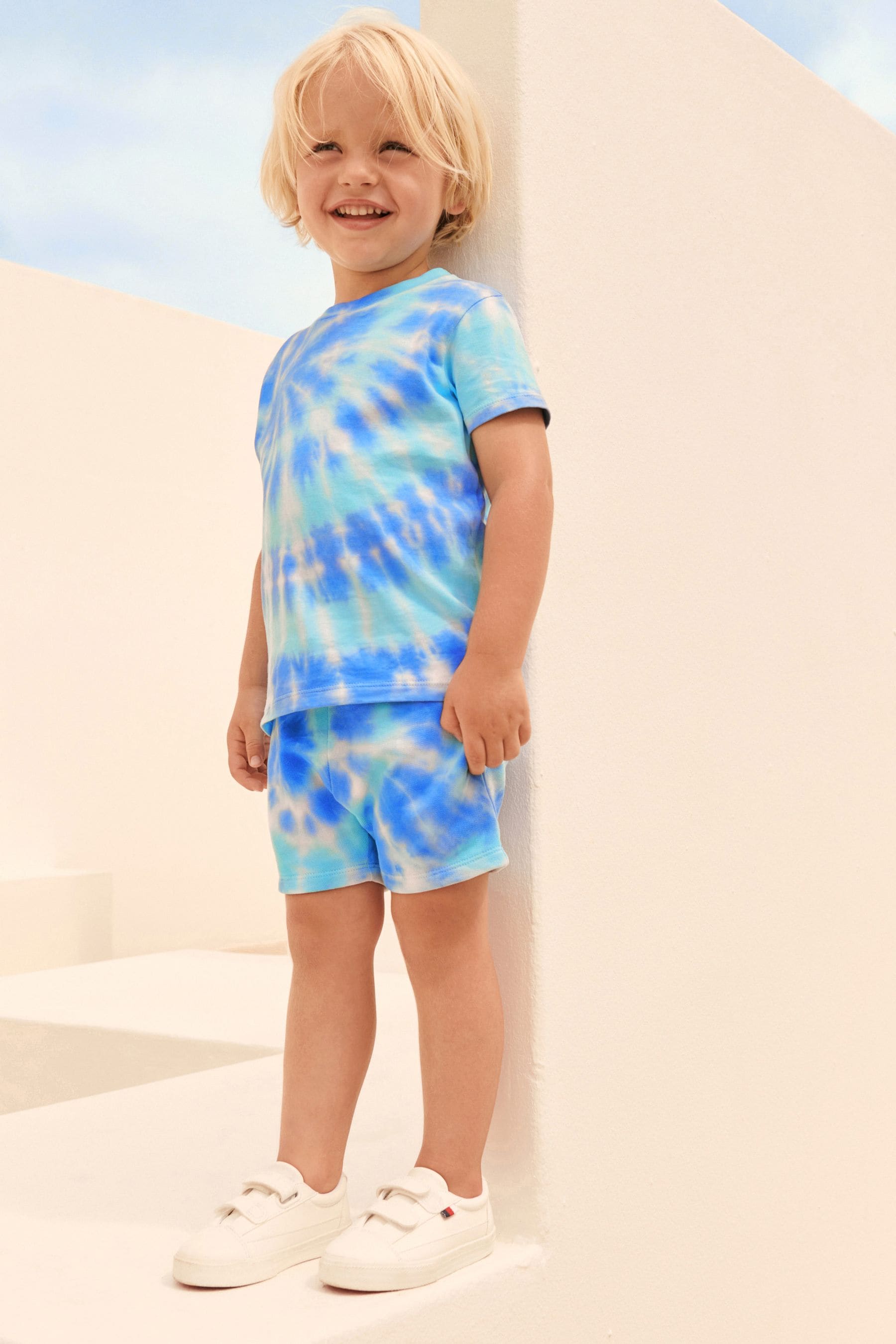 Blue Tie Dye All-Over Printed T-Shirt and Shorts Set (3mths-7yrs)