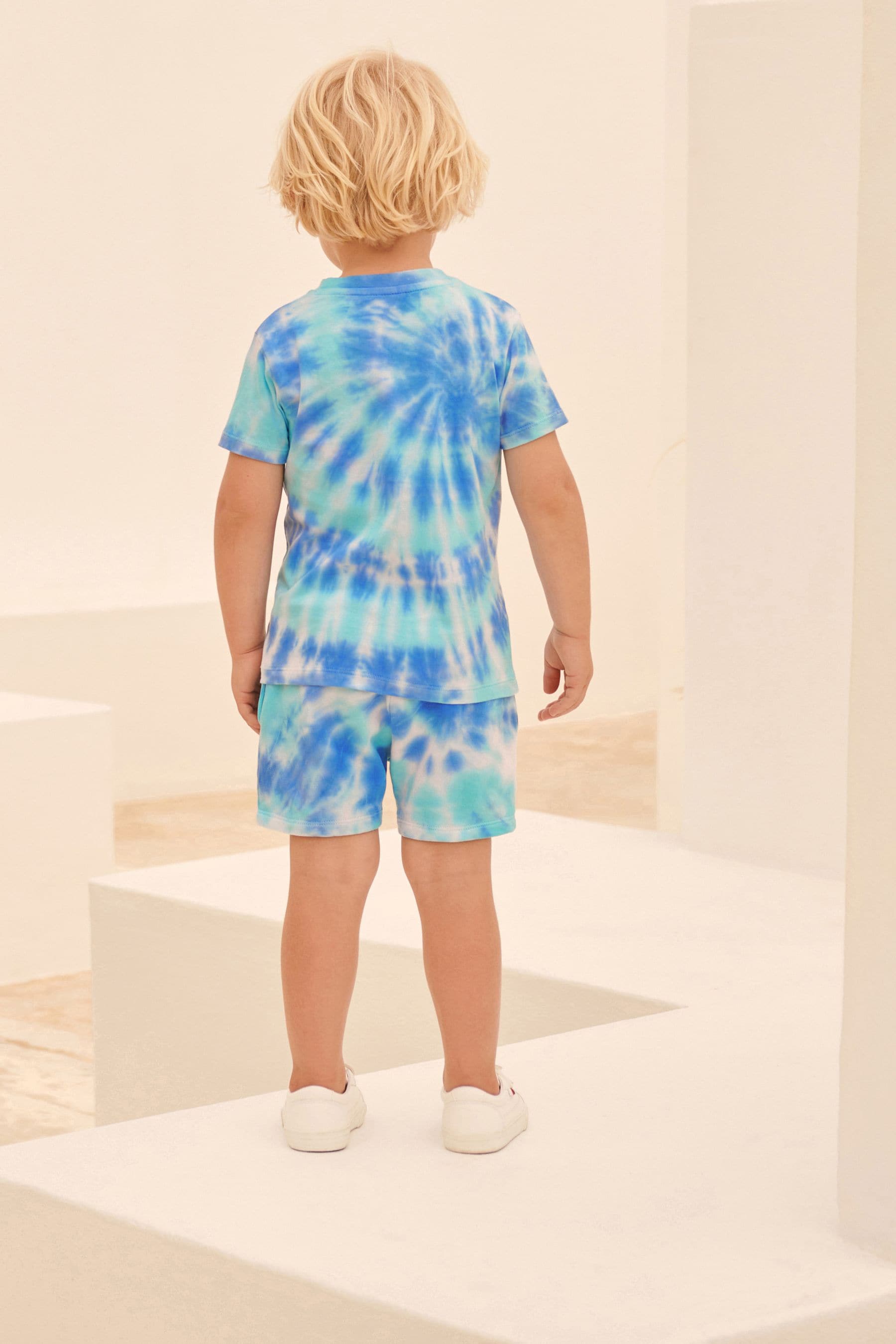 Blue Tie Dye All-Over Printed T-Shirt and Shorts Set (3mths-7yrs)