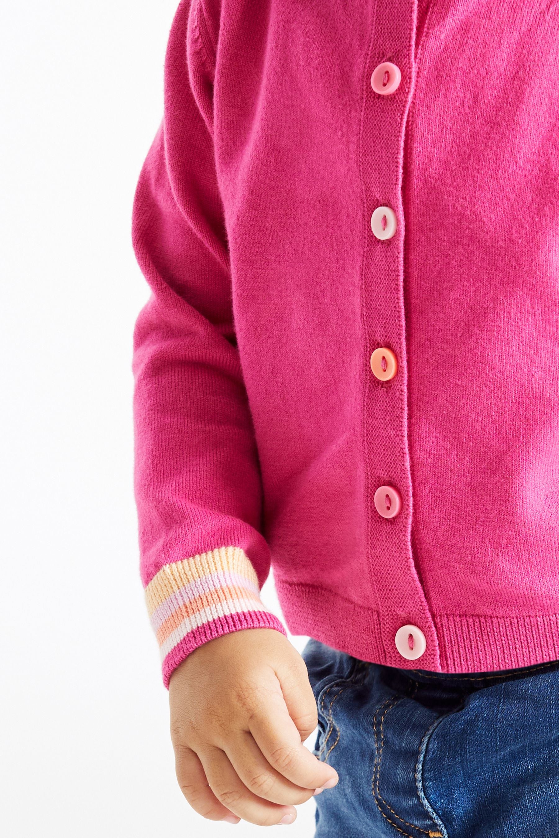 Bright Pink Rainbow Button Cardigan (3mths-10yrs)