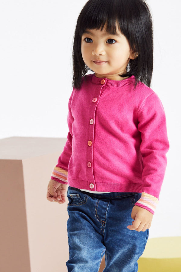 Bright Pink Rainbow Button Cardigan (3mths-10yrs)