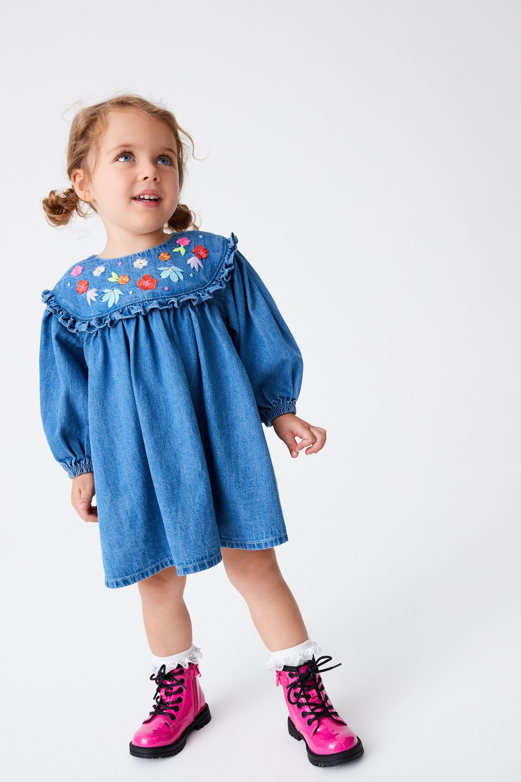 Blue Embroidered Denim Dress (3mths-7yrs)