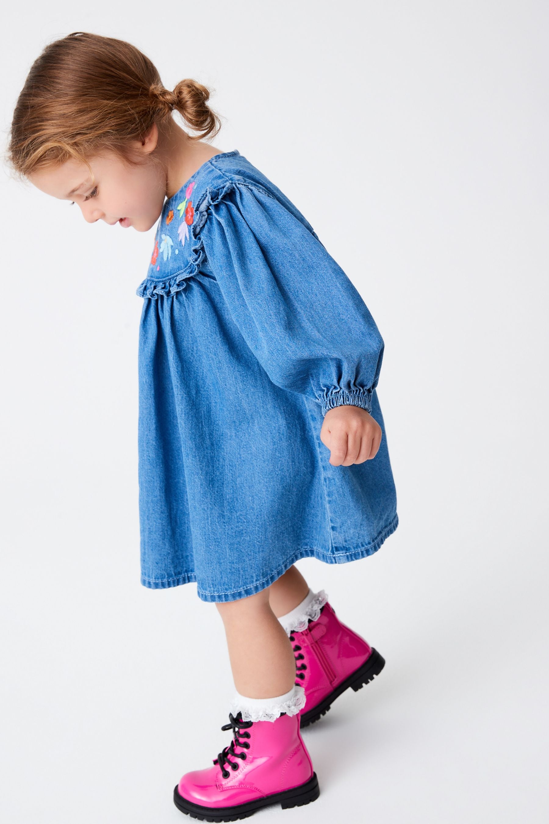 Blue Embroidered Denim Dress (3mths-7yrs)