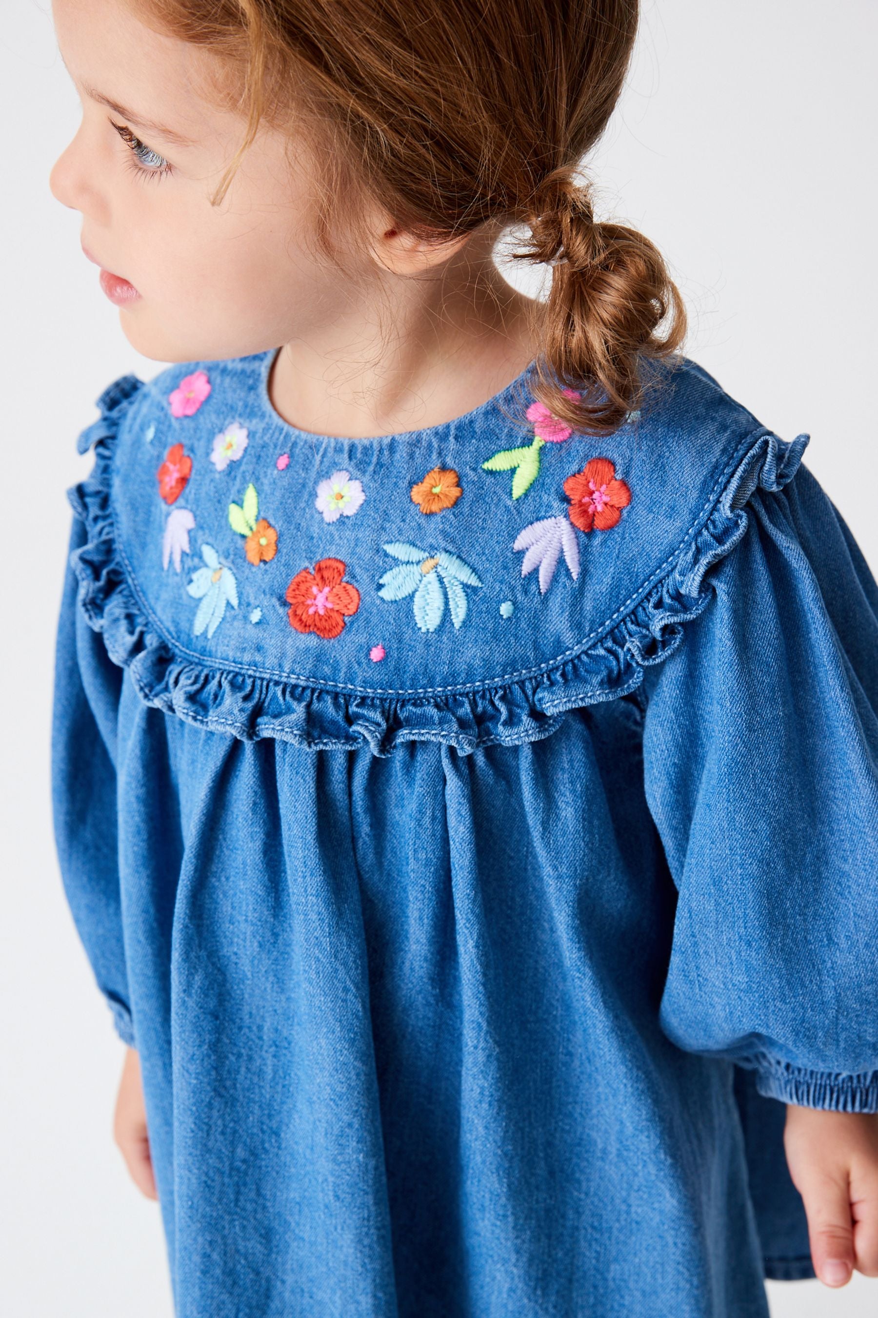 Blue Embroidered Denim Dress (3mths-7yrs)