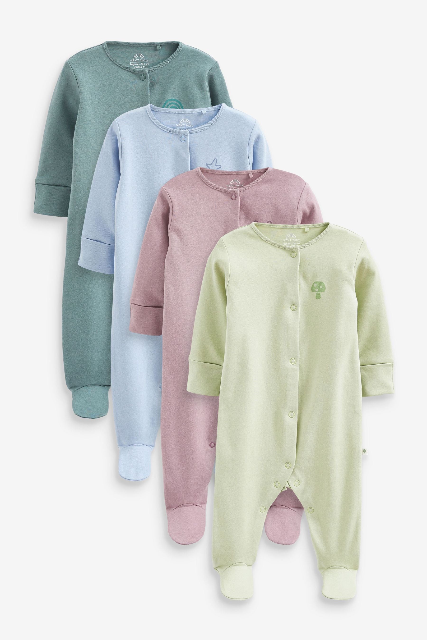 Blue and Green Baby Sleepsuits 4 Pack (0-3yrs)