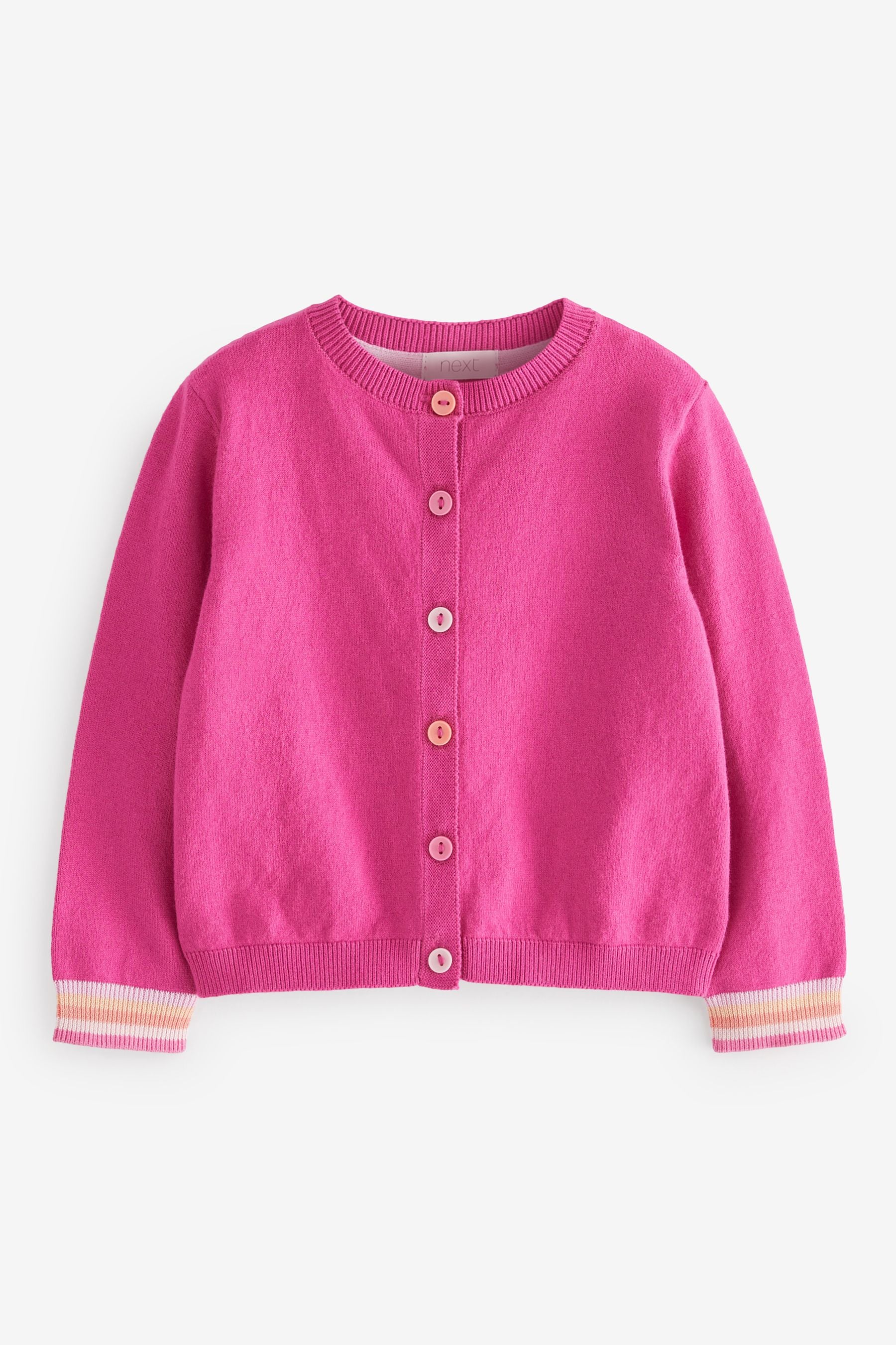 Bright Pink Rainbow Button Cardigan (3mths-10yrs)