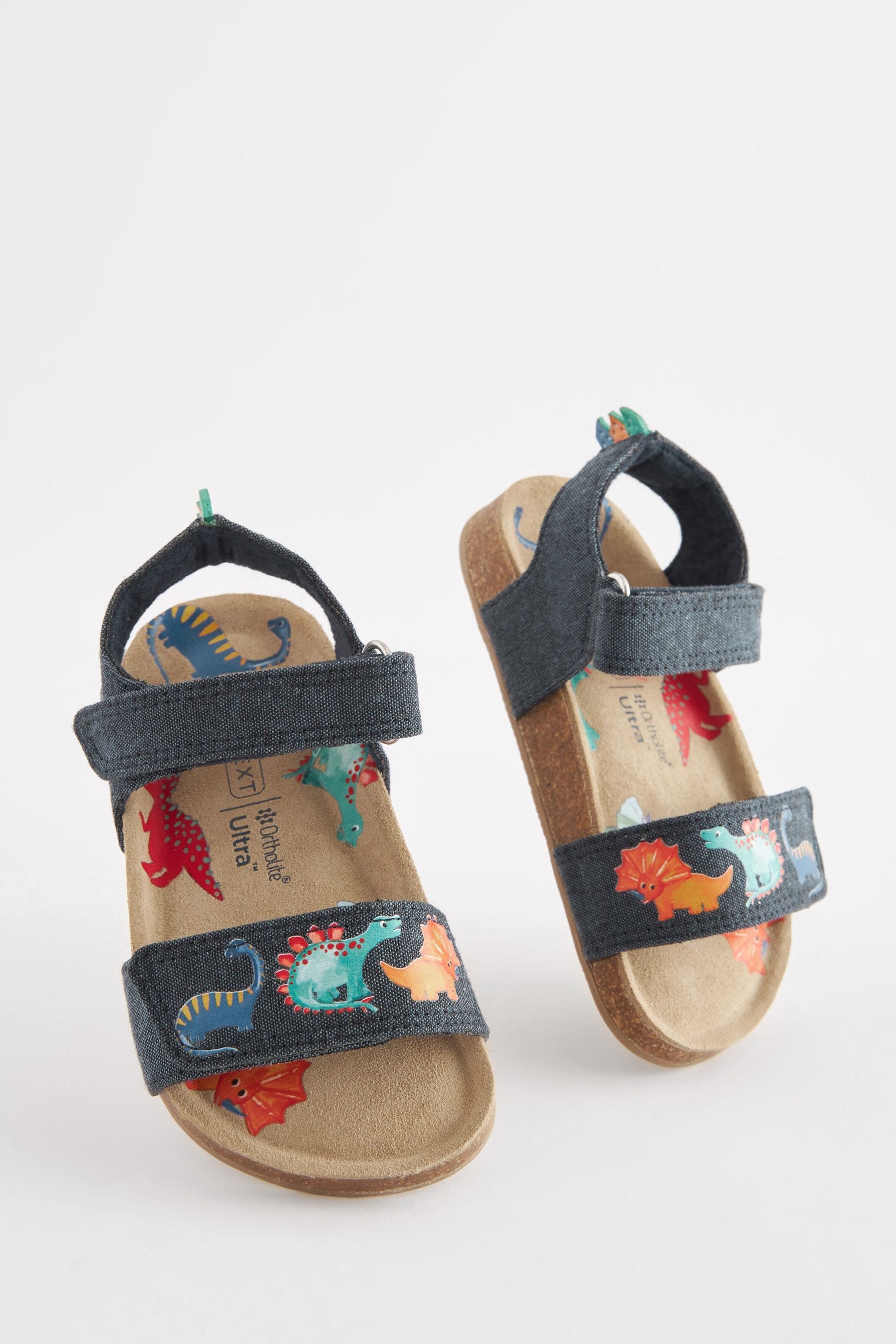 Navy Blue Printed Dino Corkbed Comfort Sandals