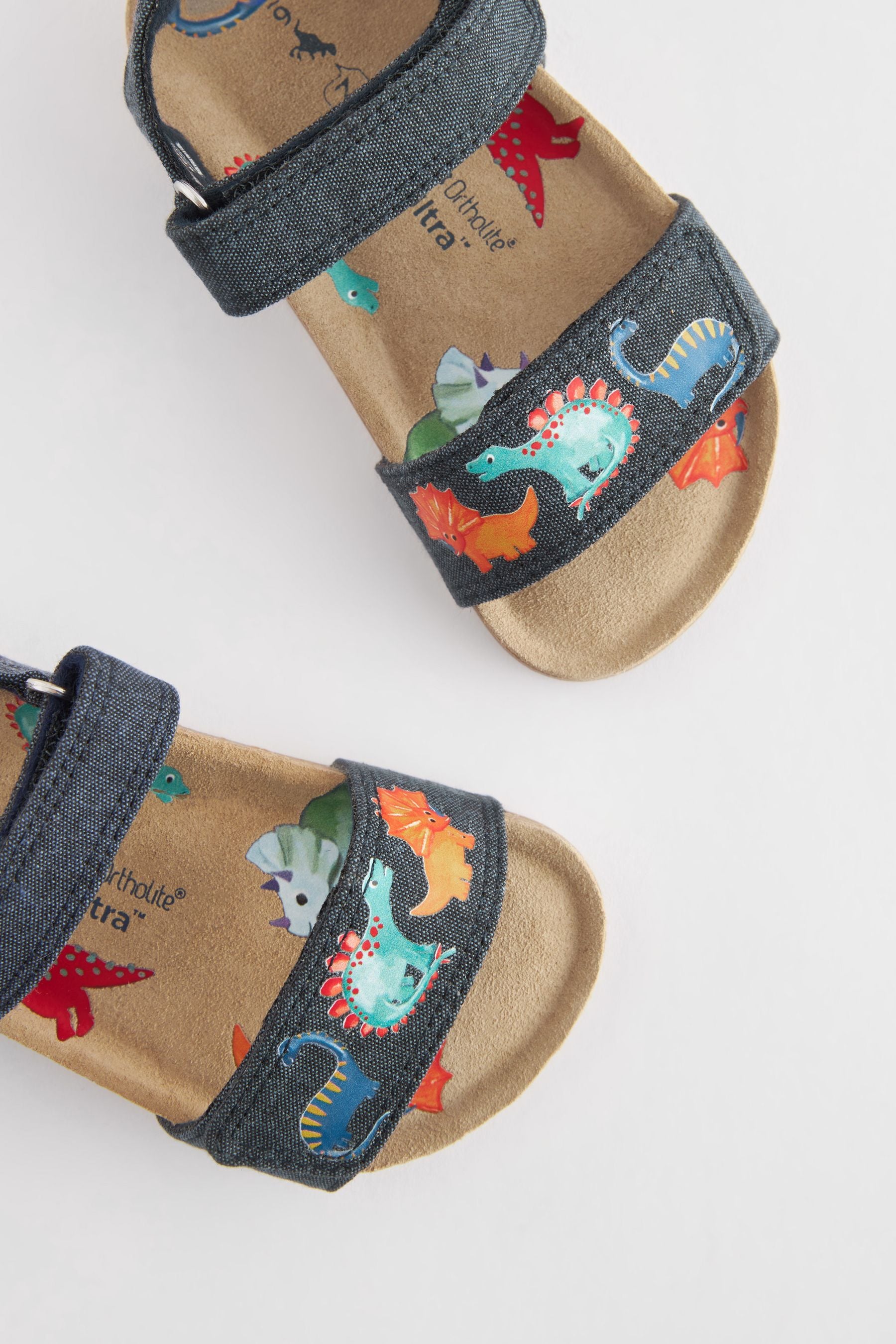 Navy Blue Printed Dino Corkbed Comfort Sandals