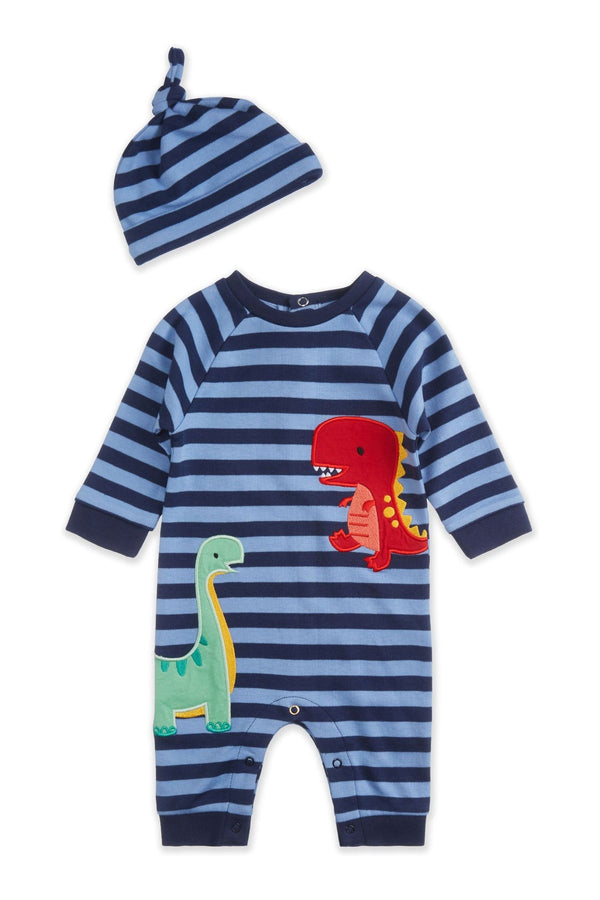 M&Co Dino Striped Romper With Hat