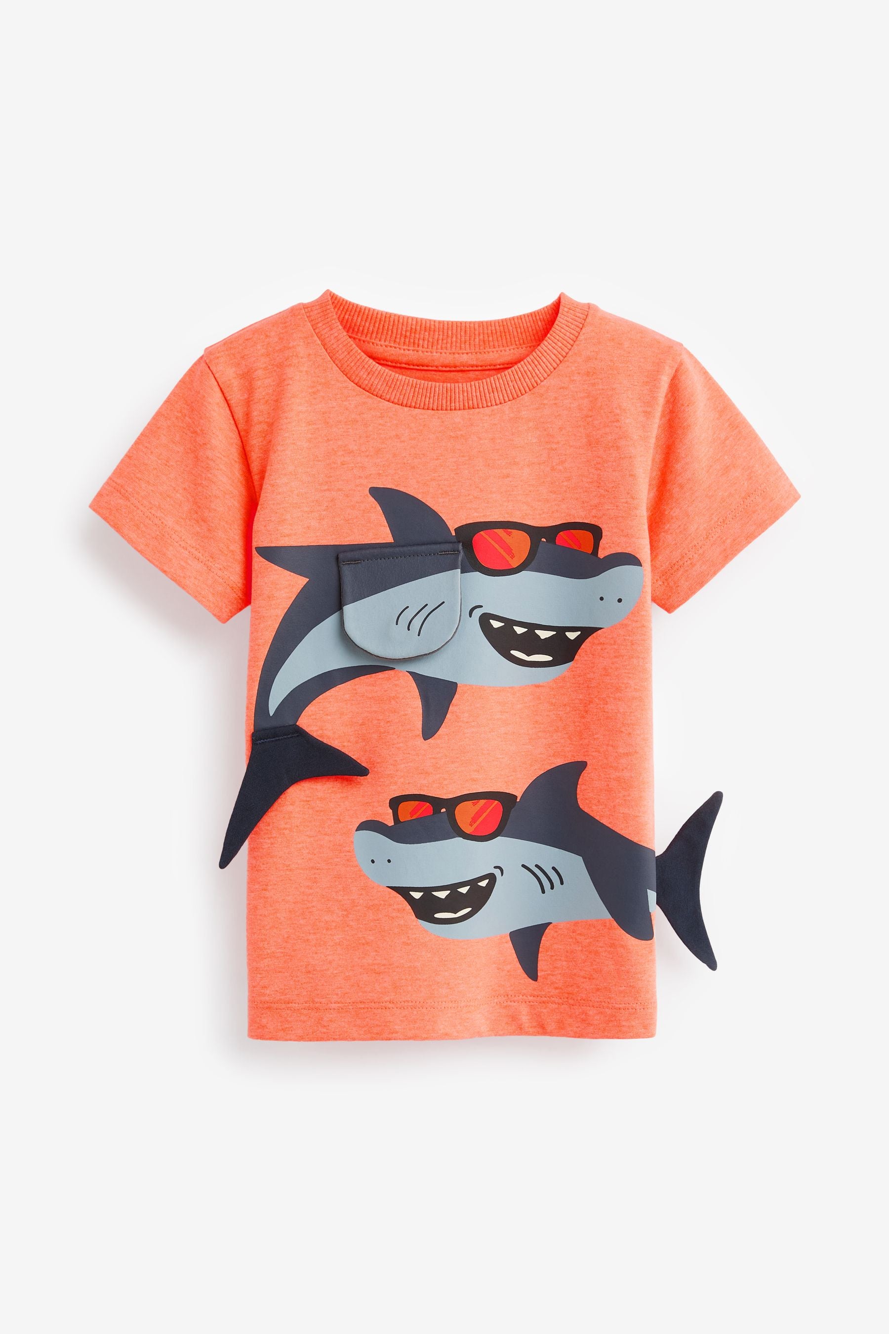 Blue/Pink Shark Character Short Sleeve T-Shirts 3 Pack (3mths-7yrs)