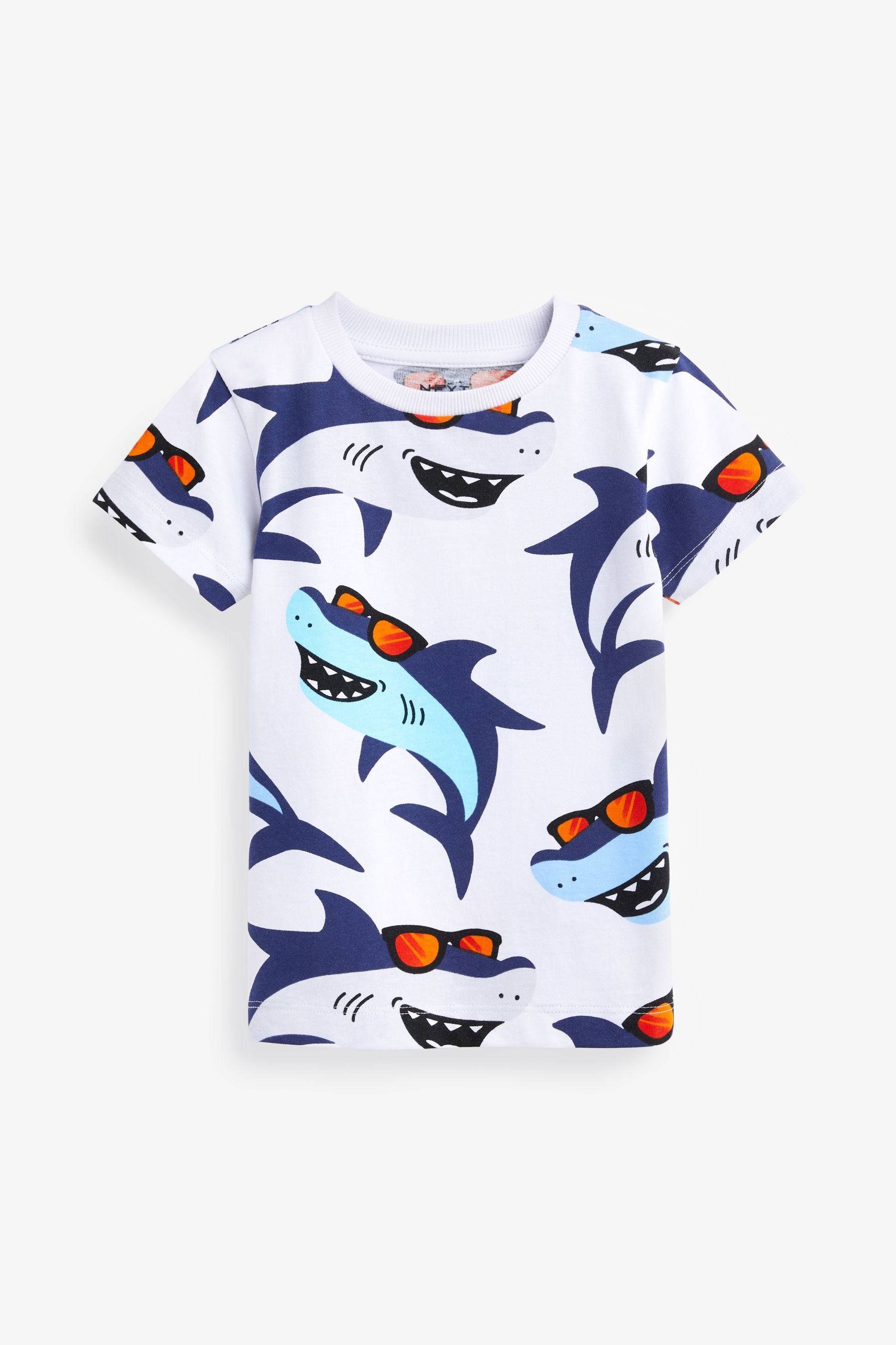 Blue/Pink Shark Character Short Sleeve T-Shirts 3 Pack (3mths-7yrs)