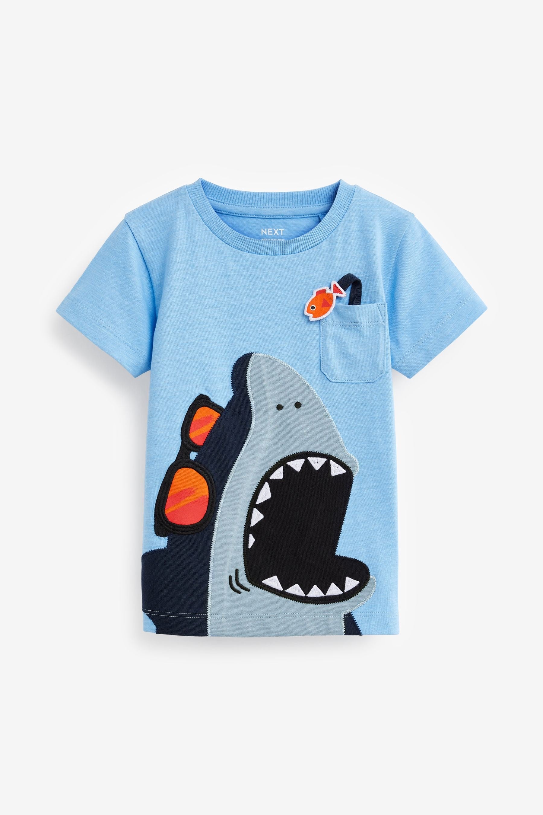 Blue/Pink Shark Character Short Sleeve T-Shirts 3 Pack (3mths-7yrs)