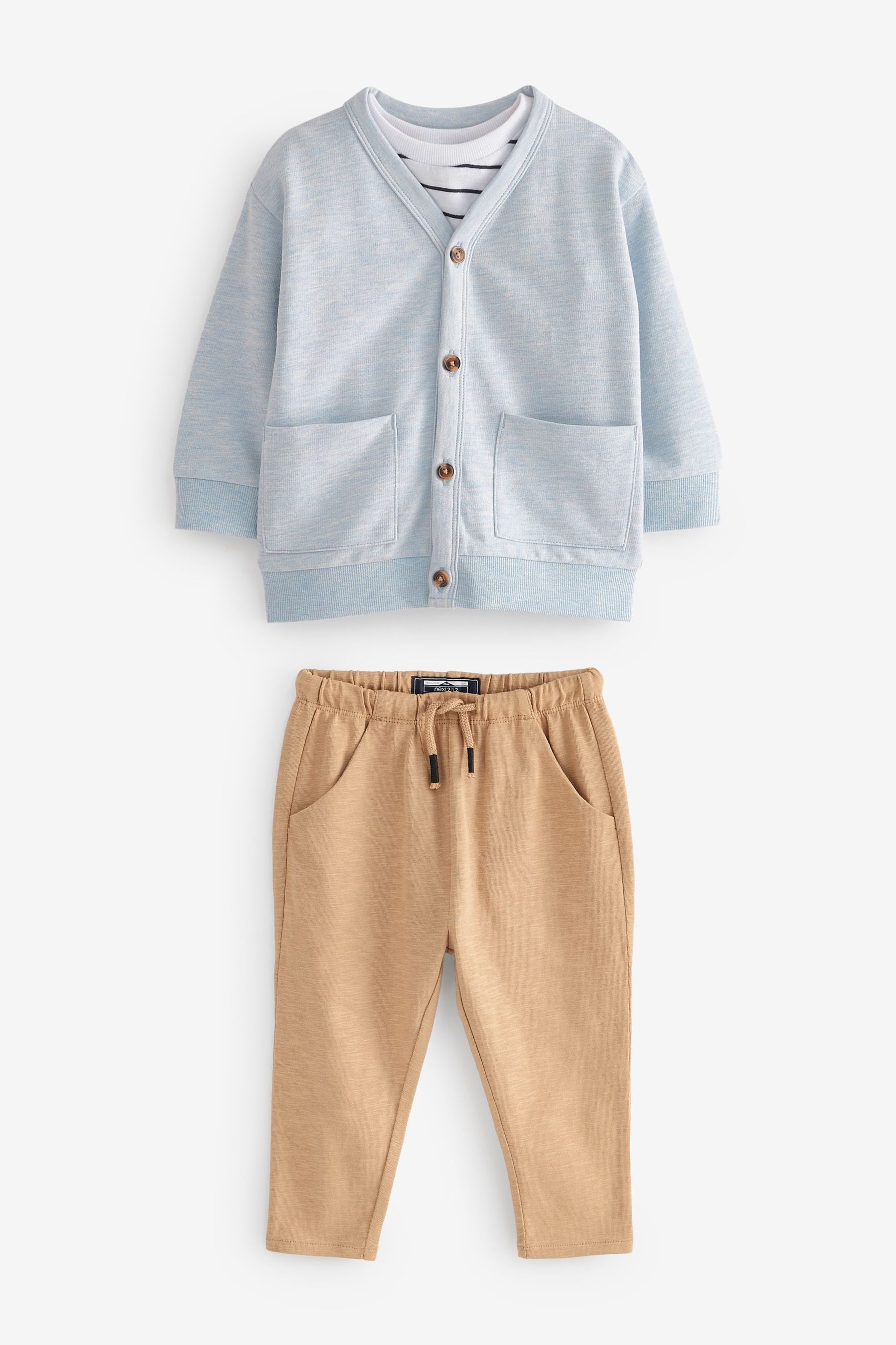 Blue Jersey Cardigan And Joggers 3 Piece Set (3mths-7yrs)