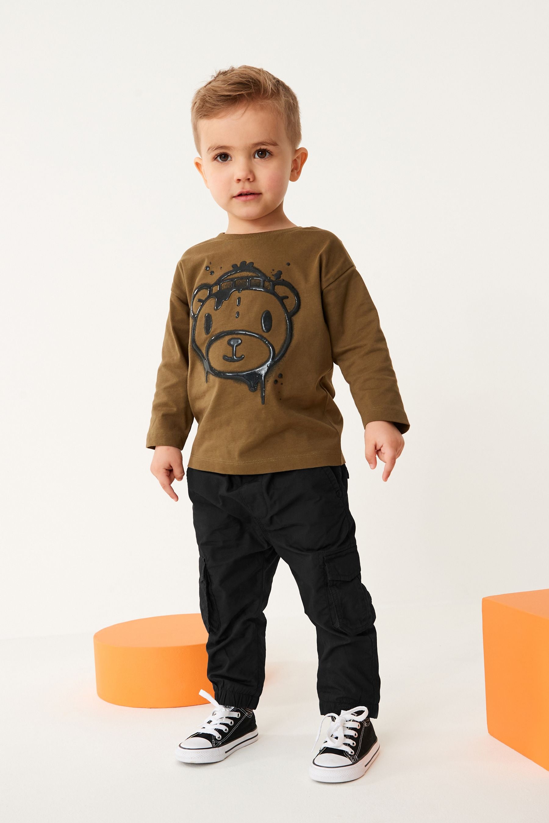 Black Lined Cargo Trousers (3mths-7yrs)