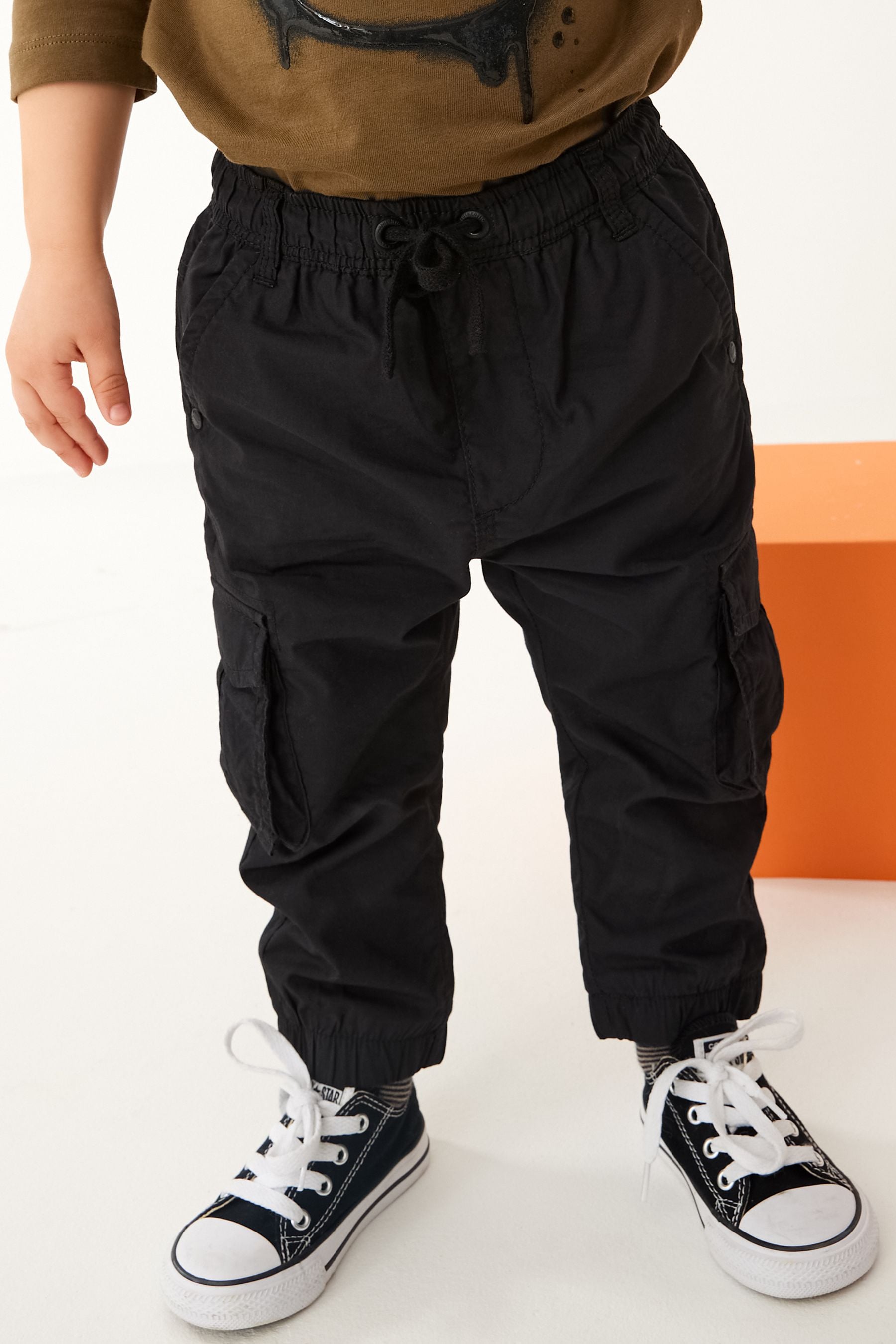 Black Lined Cargo Trousers (3mths-7yrs)