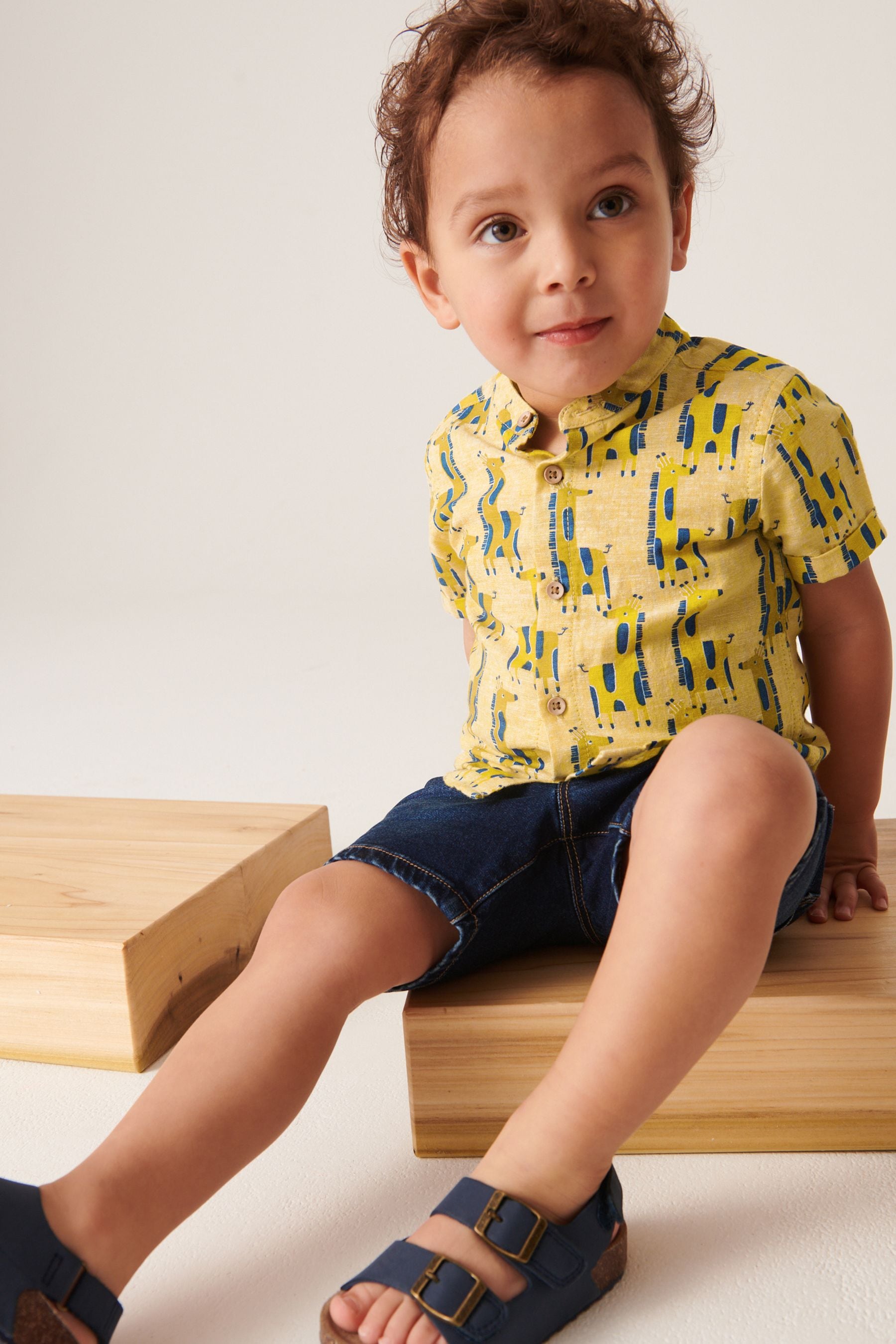 Yellow Printed Short Sleeve Shirt (3mths-7yrs)