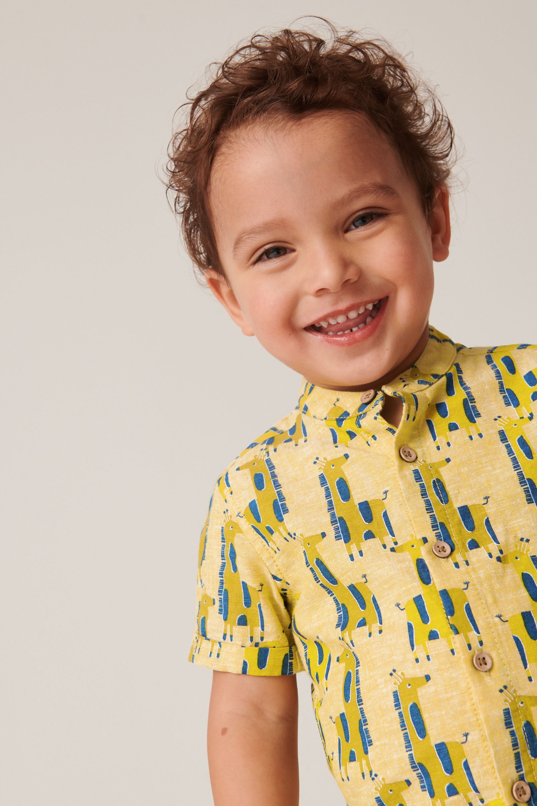 Yellow Printed Short Sleeve Shirt (3mths-7yrs)