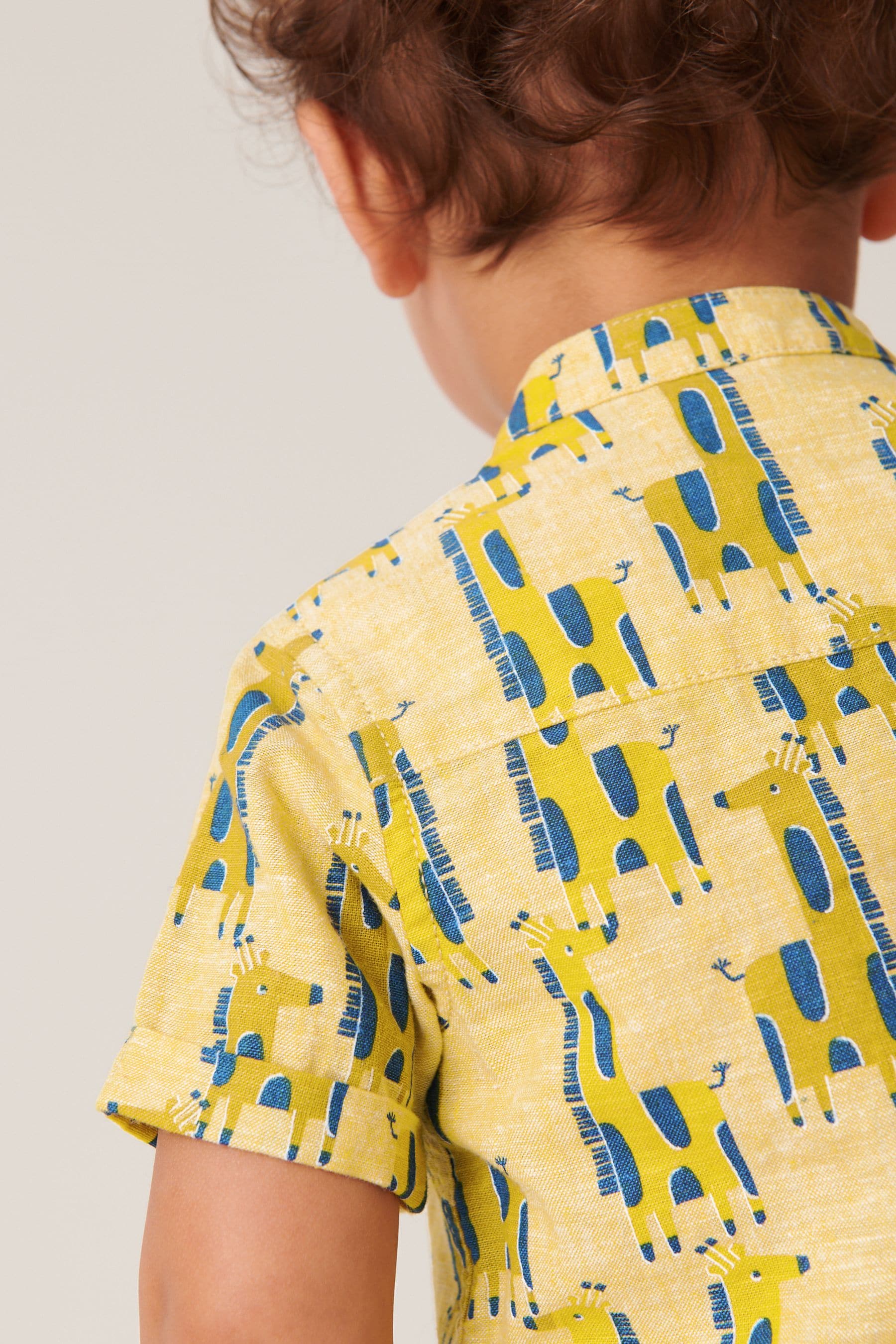 Yellow Printed Short Sleeve Shirt (3mths-7yrs)