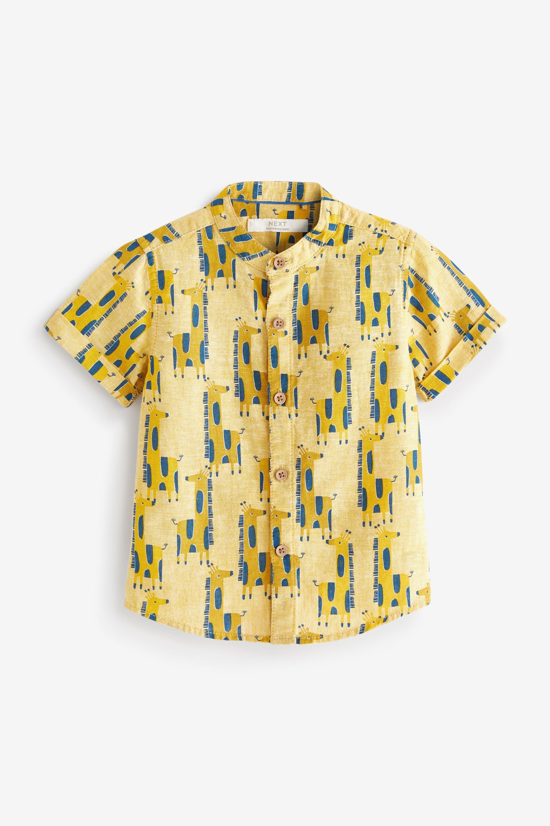 Yellow Printed Short Sleeve Shirt (3mths-7yrs)