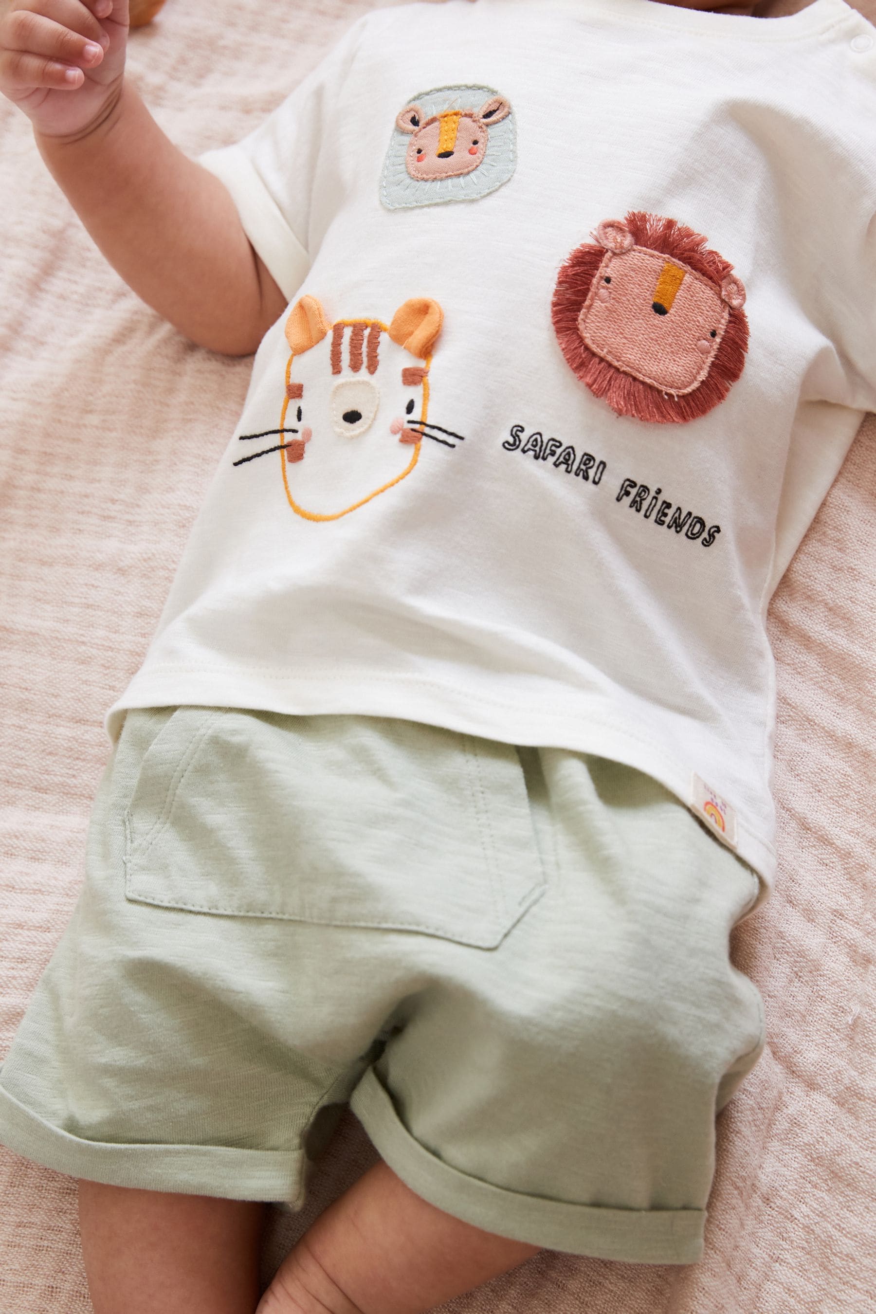 Neutral Safari Baby T-Shirt And Shorts 2 Piece Set