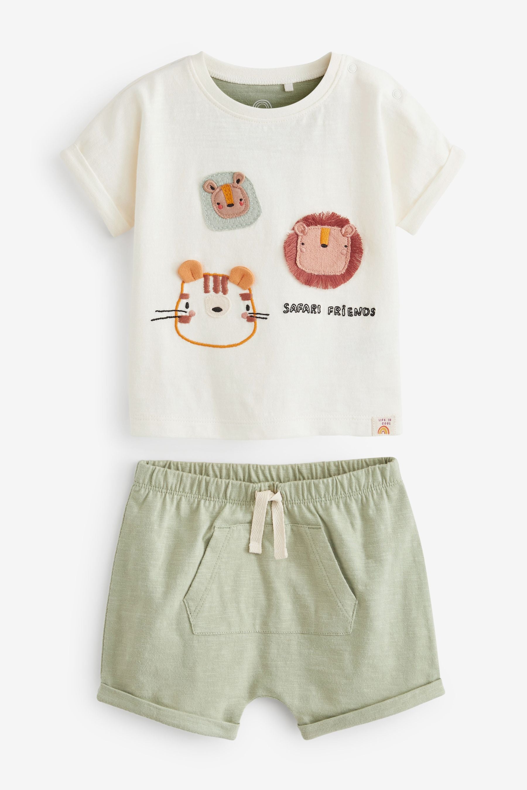 Neutral Safari Baby T-Shirt And Shorts 2 Piece Set