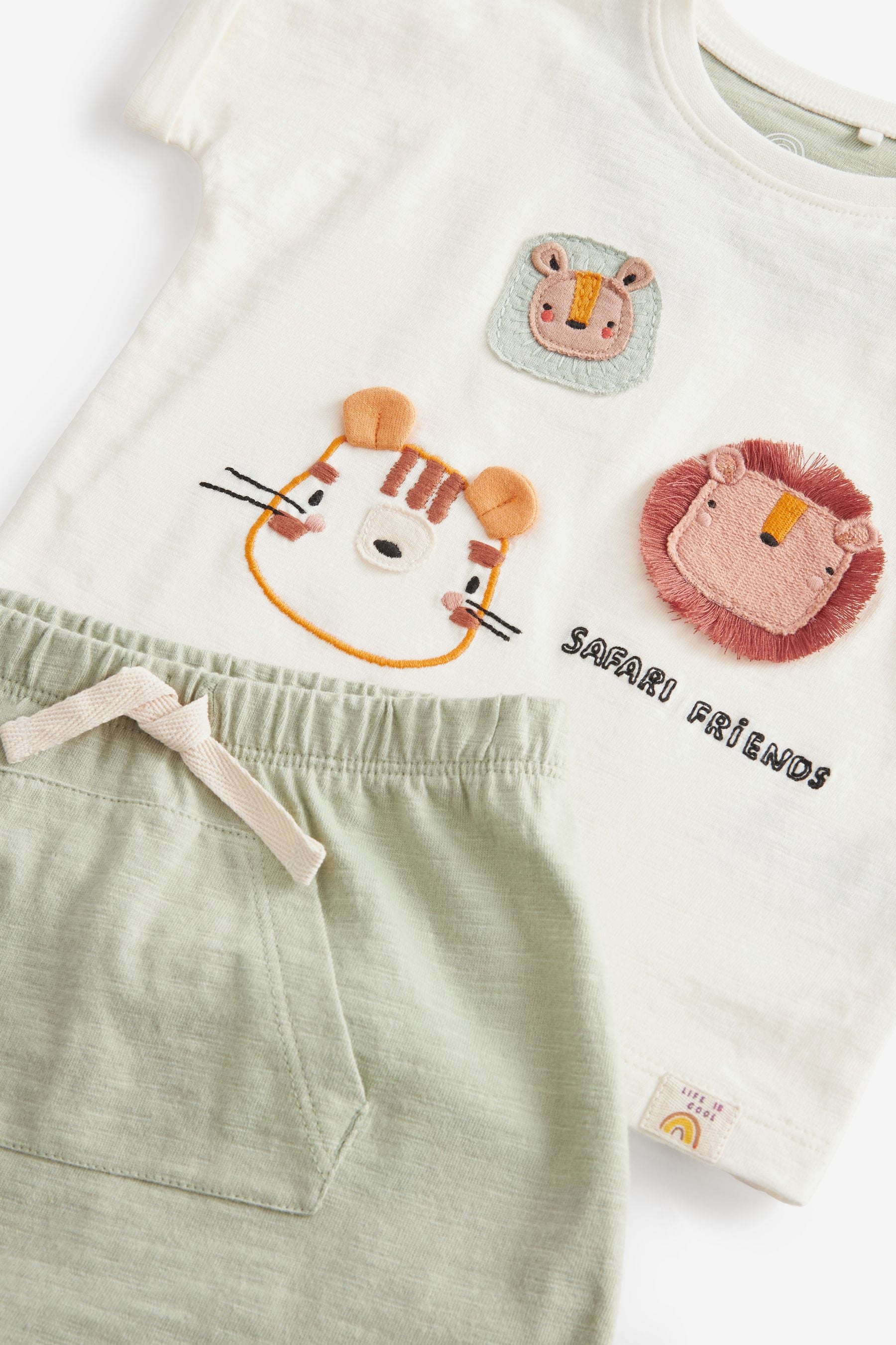 Neutral Safari Baby T-Shirt And Shorts 2 Piece Set