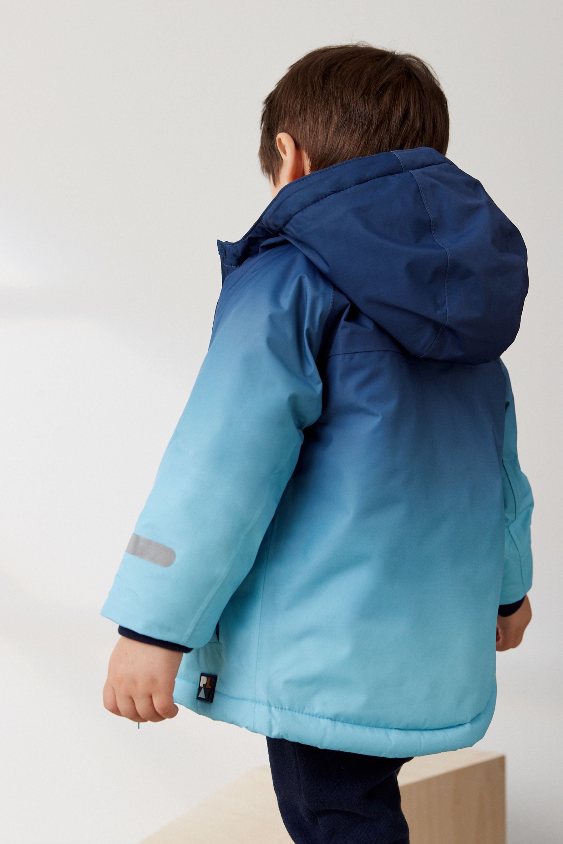 Blue Dip Dye Waterproof Fleece Lined Coat (3mths-7yrs)