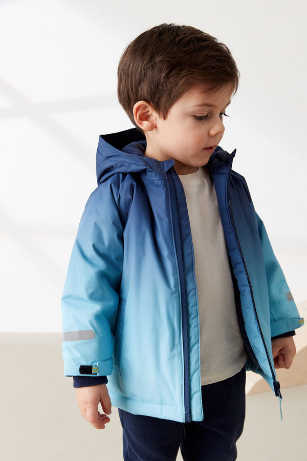 Blue Dip Dye Waterproof Fleece Lined Coat (3mths-7yrs)