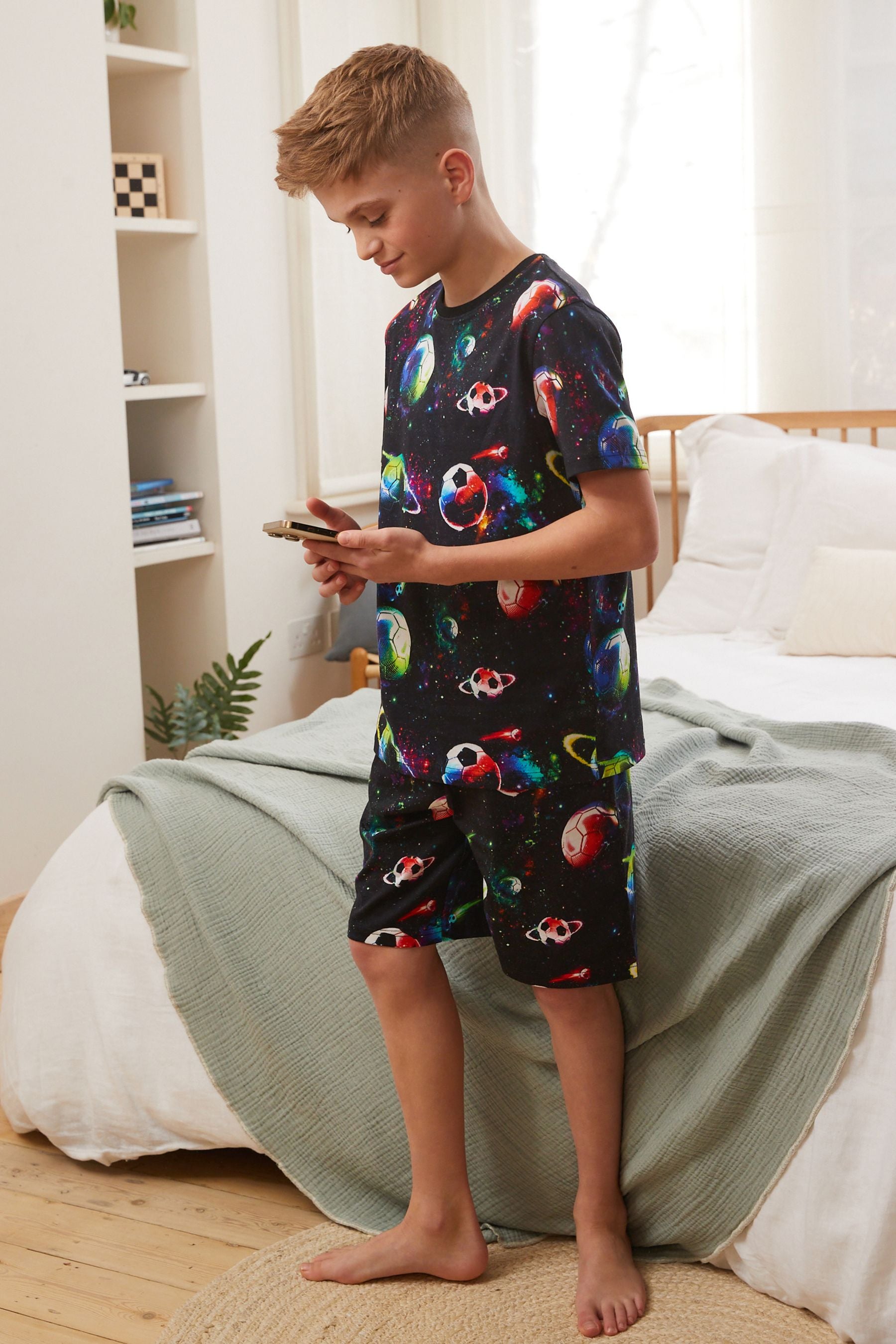 Multi Space Football Short Pyjamas (3-16yrs)