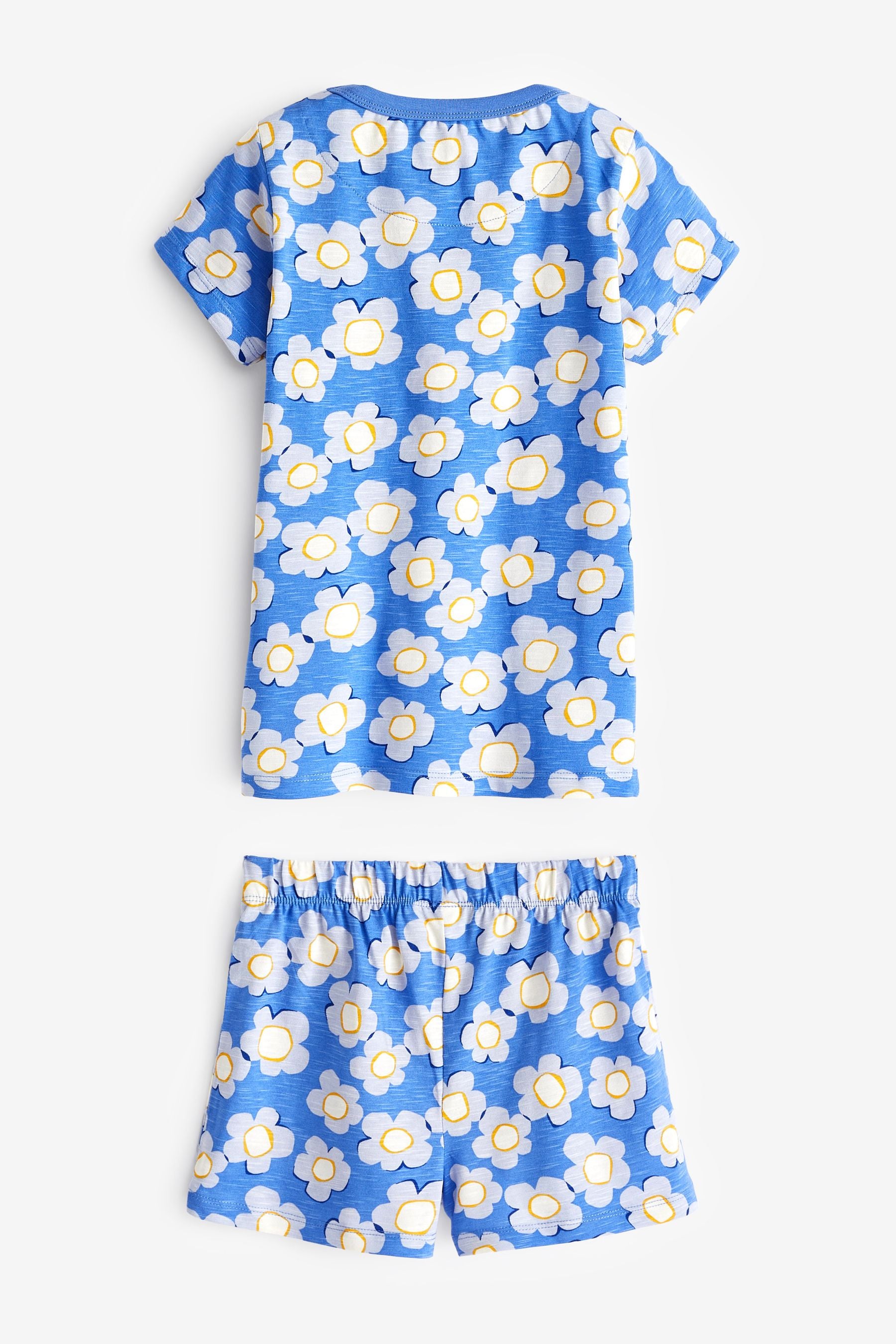 Blue/Ecru Flower Short Pyjamas 2 Pack (9mths-8yrs)