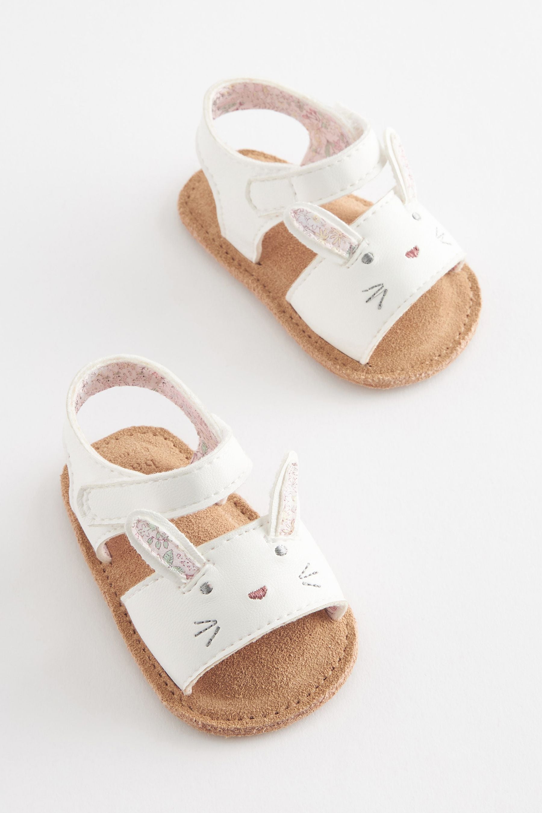 White Bunny Baby Ankle Strap Sandals (0-18mths)