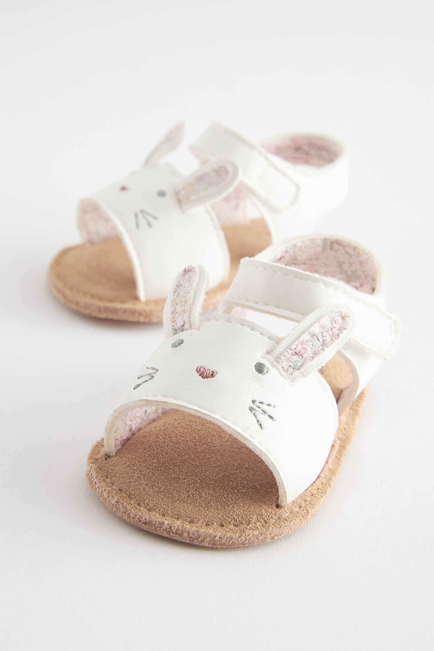 White Bunny Baby Ankle Strap Sandals (0-18mths)