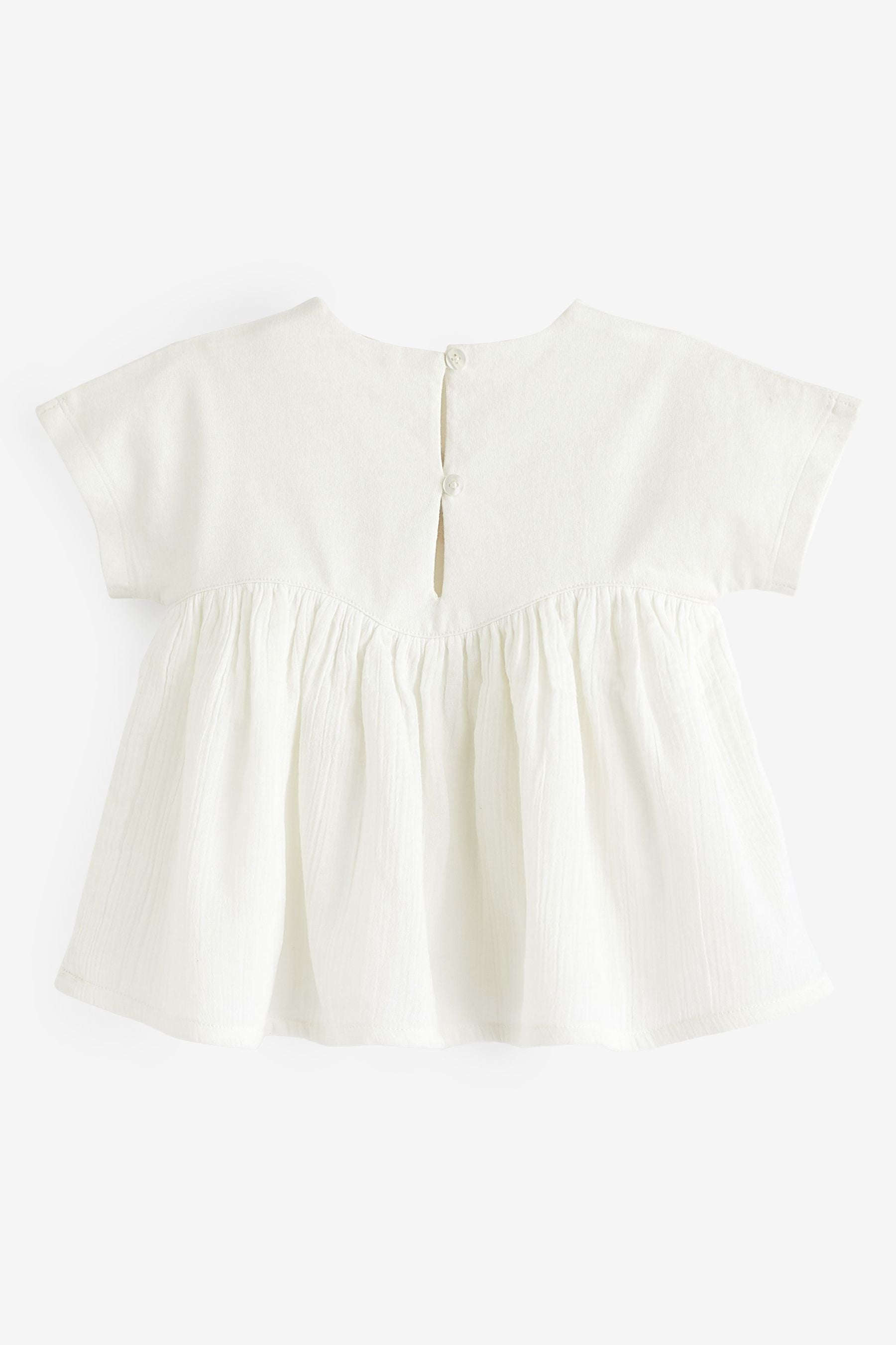 Cream Floral Short Sleeve Blouse (3mths-7yrs)